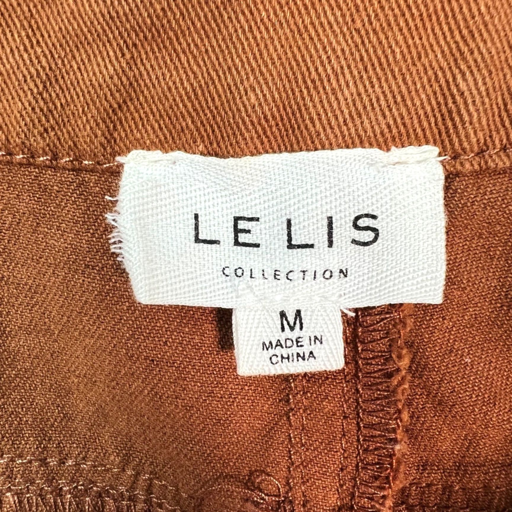 Vintage Le Lis Pants Womens Two-Tone High-Waist Wide Leg M Beige 26in Inseam 28in Cotton Polyester Vintage: No Size 32" / US 10 / IT 46 - 3 Thumbnail
