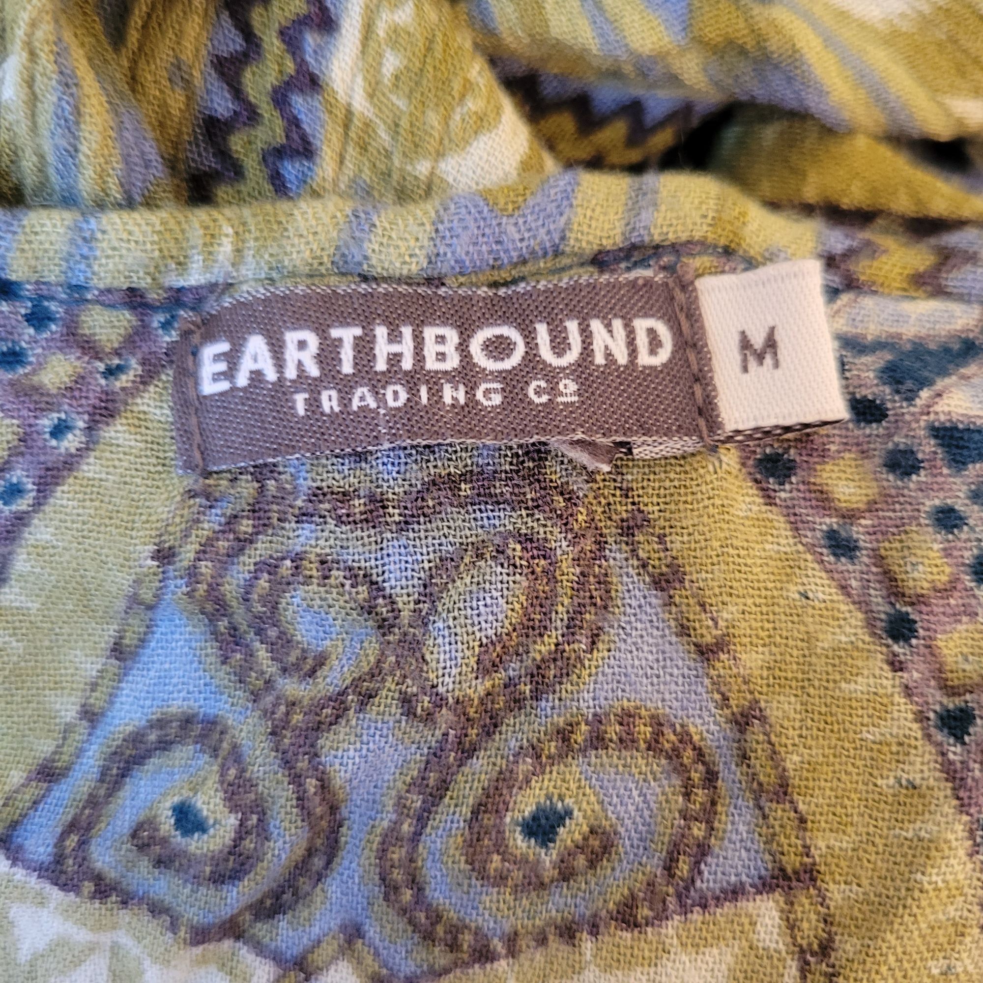 Vintage Earthbound Trading Boho Maxi Dress Ethnic Print Flared Sleev Size M / US 6-8 / IT 42-44 - 2 Thumbnail