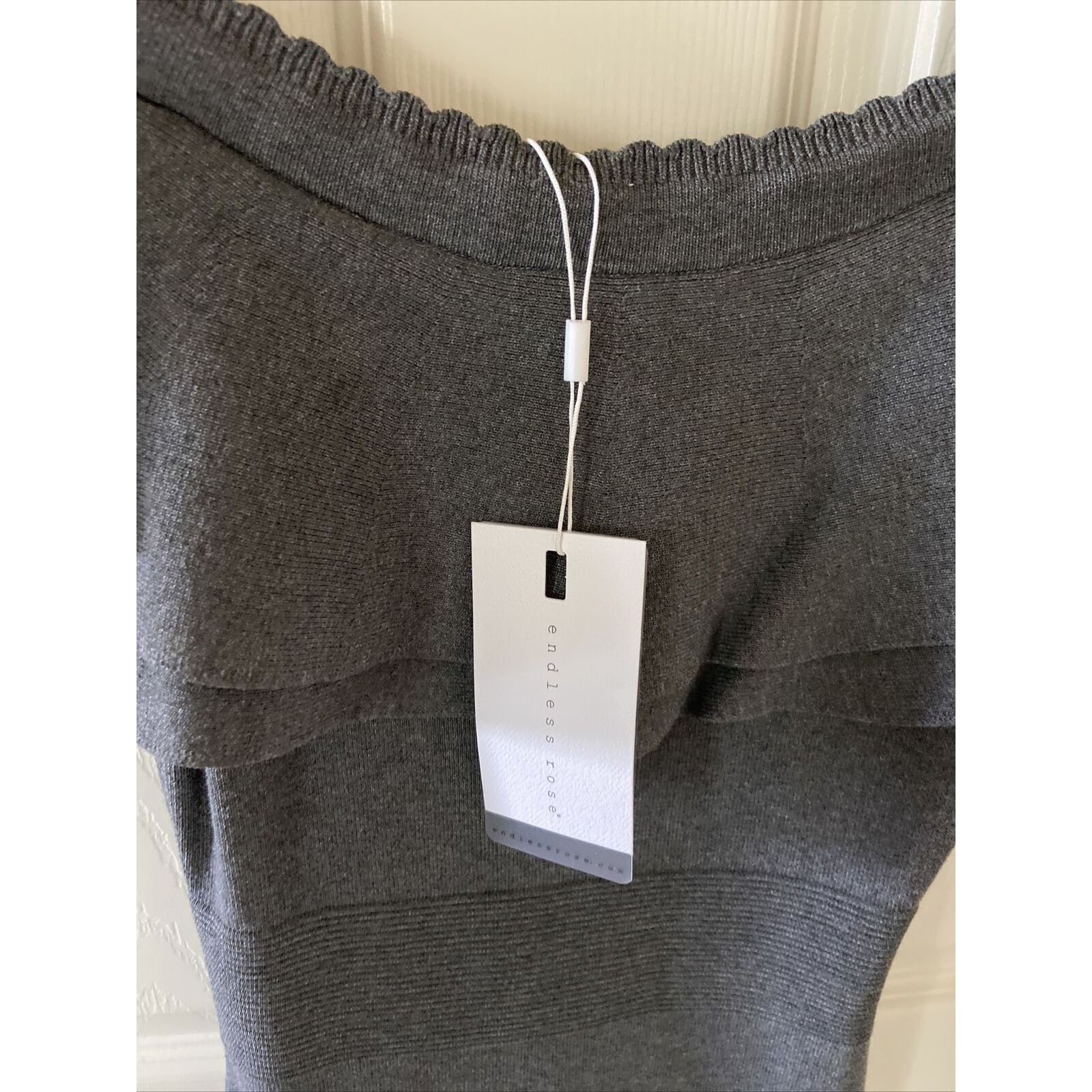 Other Endless Rose Women's Knit Bodycon Dress Gray S Off Shoulder Size S / US 4 / IT 40 - 6 Thumbnail