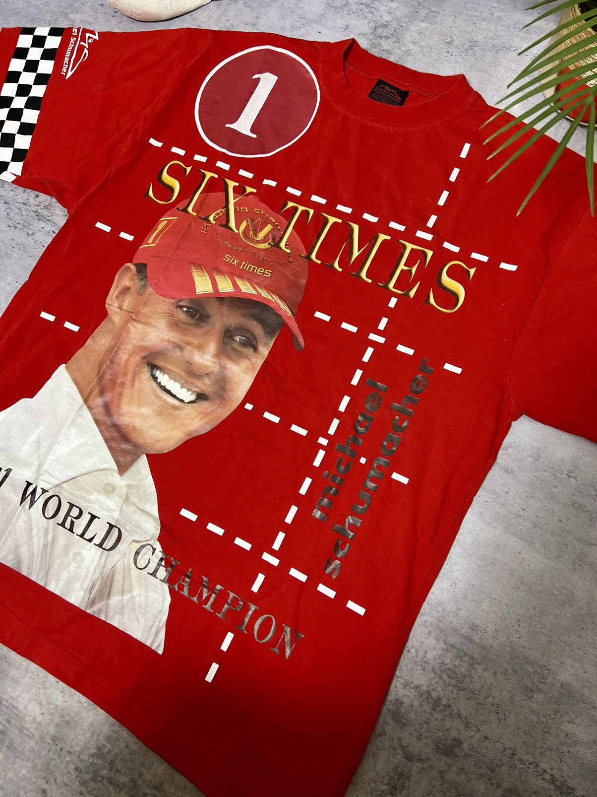 Vintage Vintage Michael Schumacher red racing T-shirt Size US XL / EU 56 / 4 - 2 Thumbnail