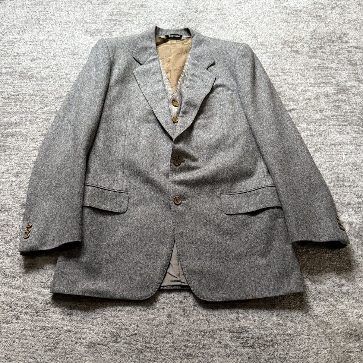Yves Saint Laurent 1970's Yves Saint Laurent Wool Tailored Suit Jacket and Vest Size 38R - 1 Thumbnail