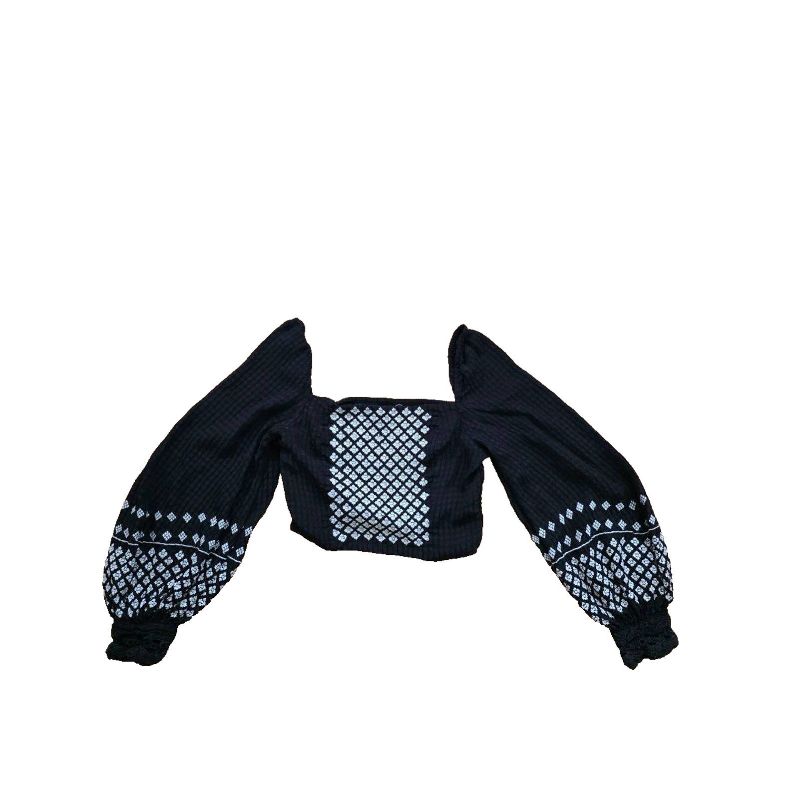 3MAN Rahi Women's Black Long-Sleeve Embroidered Top XS A001532 Size XS / US 0-2 / IT 36-38 - 2 Thumbnail