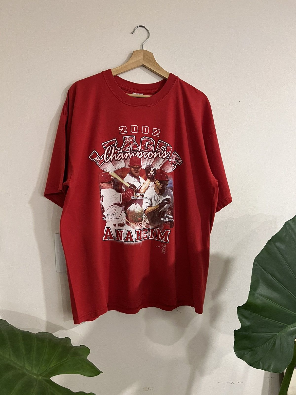 MLB 2002 Anaheim Eckstein Washburn Salmon Baseball League Champs Size US XL / EU 56 / 4 - 1 Thumbnail