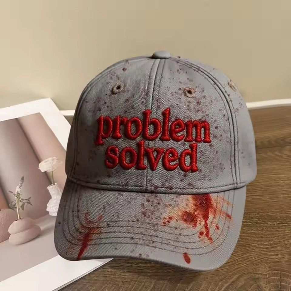 Japanese Brand “Problem Solved” Bloodstain Cap | Streetwear, Graphic Hat Size ONE SIZE - 1 Thumbnail