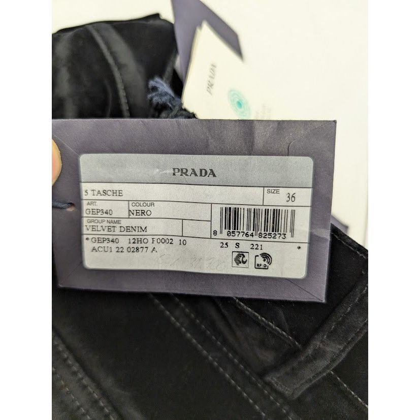 Prada o1rshd1 Velvet Denim Jean Pants in Nero 36 Size US 36 / EU 52 - 23 Thumbnail