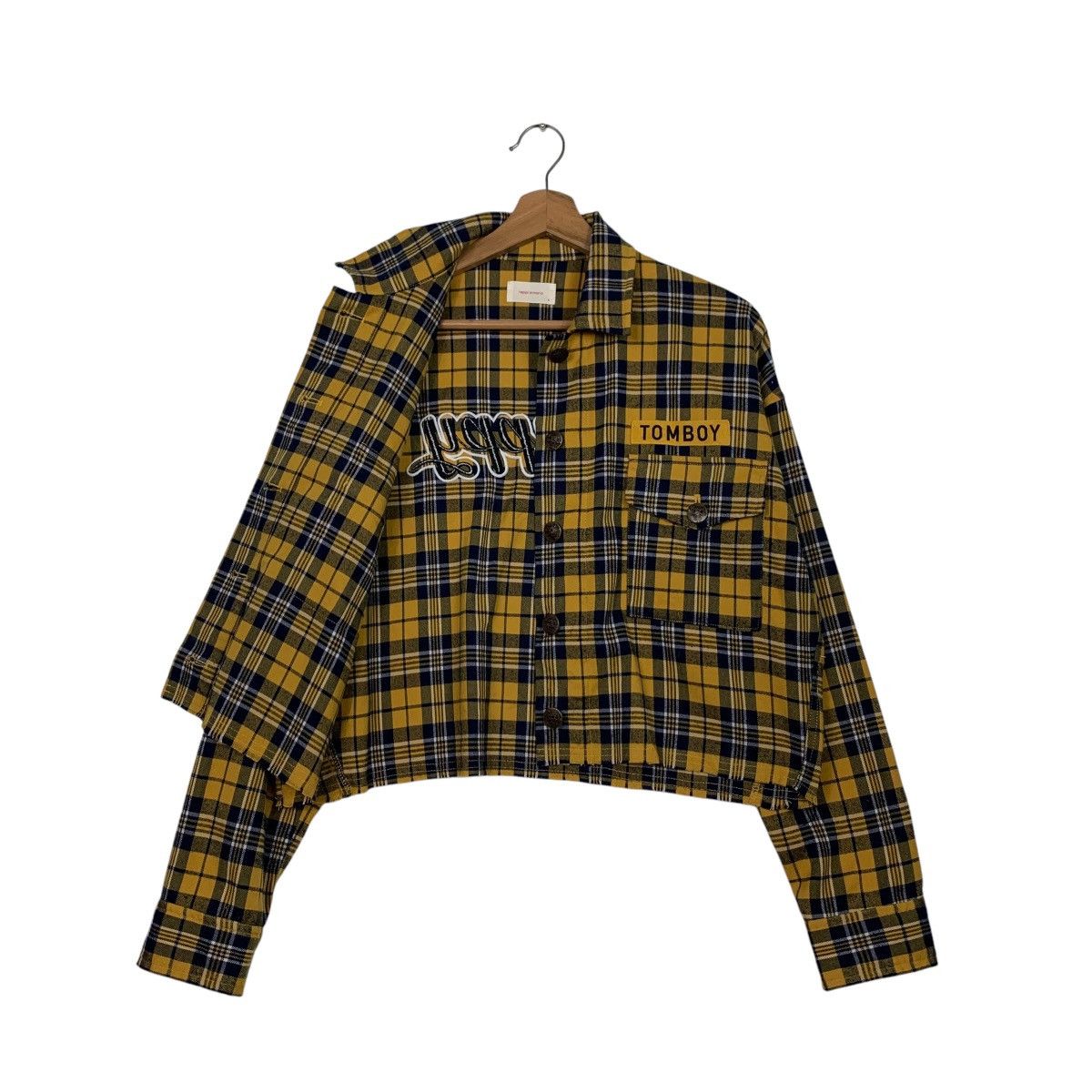 Japanese Brand REPIPI ARMARIO Yellow Check Crop Flannel Jacket #2600-C117 Size M / US 6-8 / IT 42-44 - 9 Thumbnail