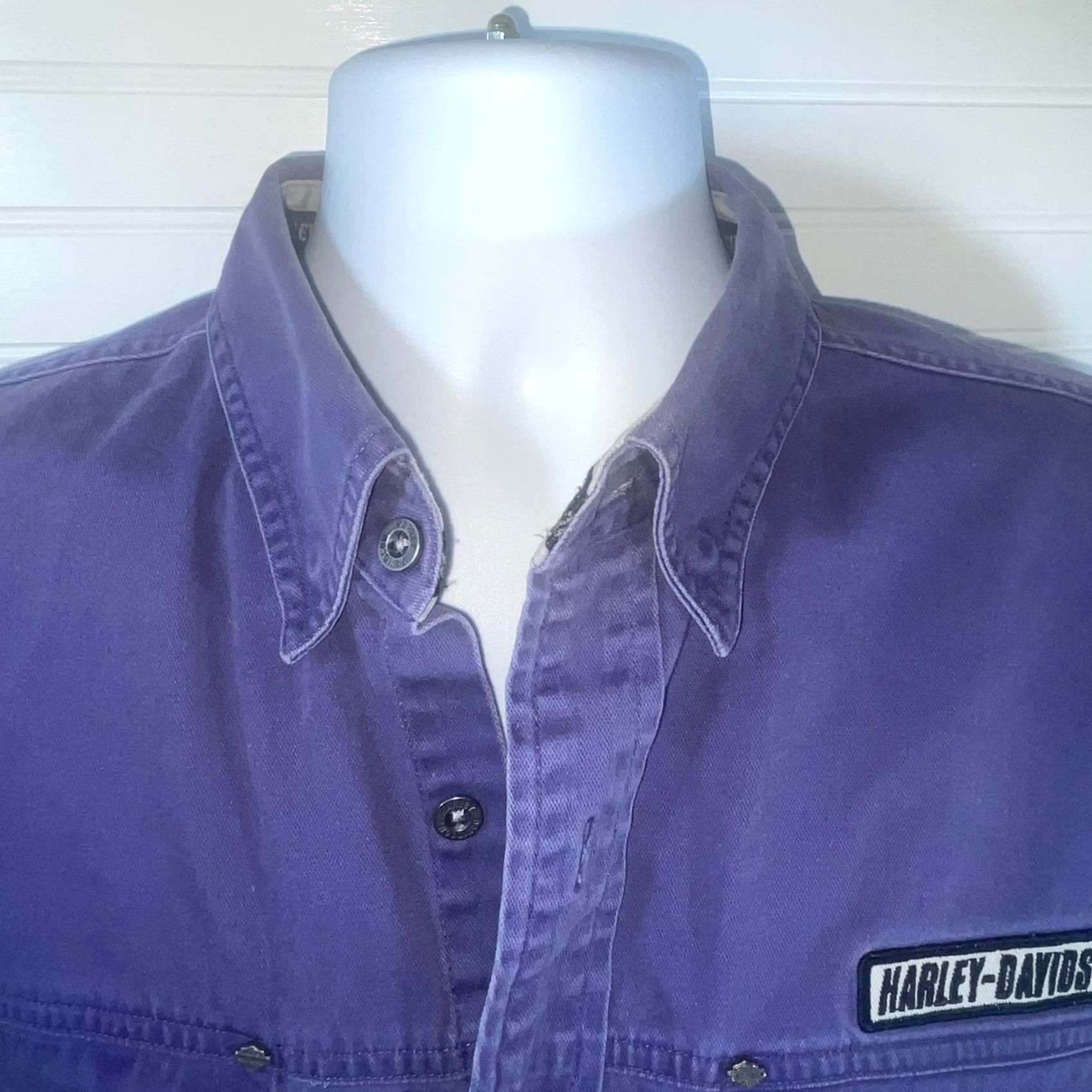 Harley Davidson Harley Davidson Button-Down Shirt Men L Purple Short Sleeve 100% Cotton RN#103819 Size US L / EU 52-54 / 3 - 3 Thumbnail