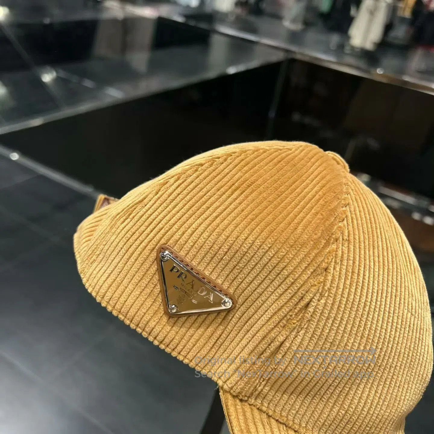 Prada Prada Yellow Corduroy Baseball Cap. Size ONE SIZE - 4 Thumbnail
