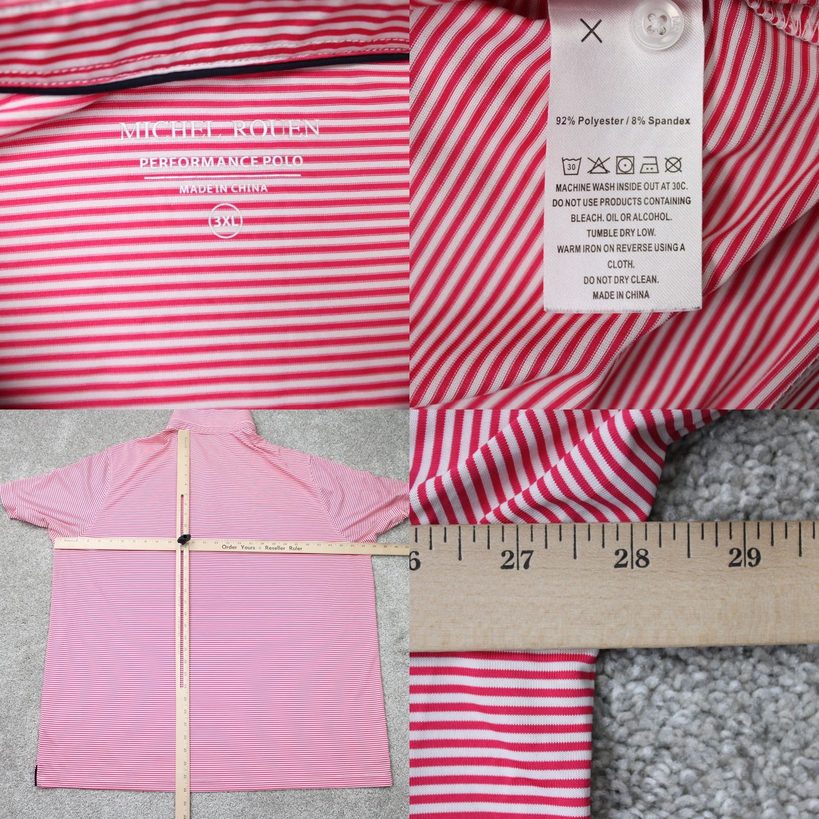 Vintage Michel Rouen Performance Polo Shirt Mens 3XL Red/White Golf Short Sleeve Polo Shirt Mens XXXL Red White Sports Golf Shirts Size US XXL / EU 58 / 5 - 8 Thumbnail