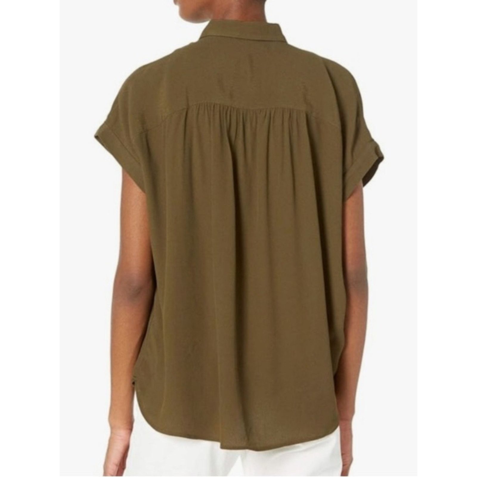 Madewell Madewell Central Olive Green Short Sleeve Blouse M EUC Size M / US 6-8 / IT 42-44 - 5 Thumbnail