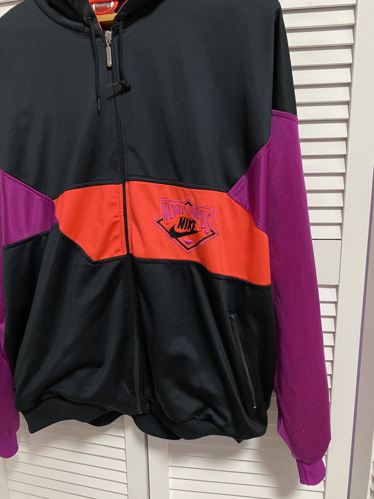 Nike × Vintage Vintage Zip Up Hoodie Nylon Nike WORLD CAMPUS Rare model Size US XL / EU 56 / 4 - 4 Thumbnail