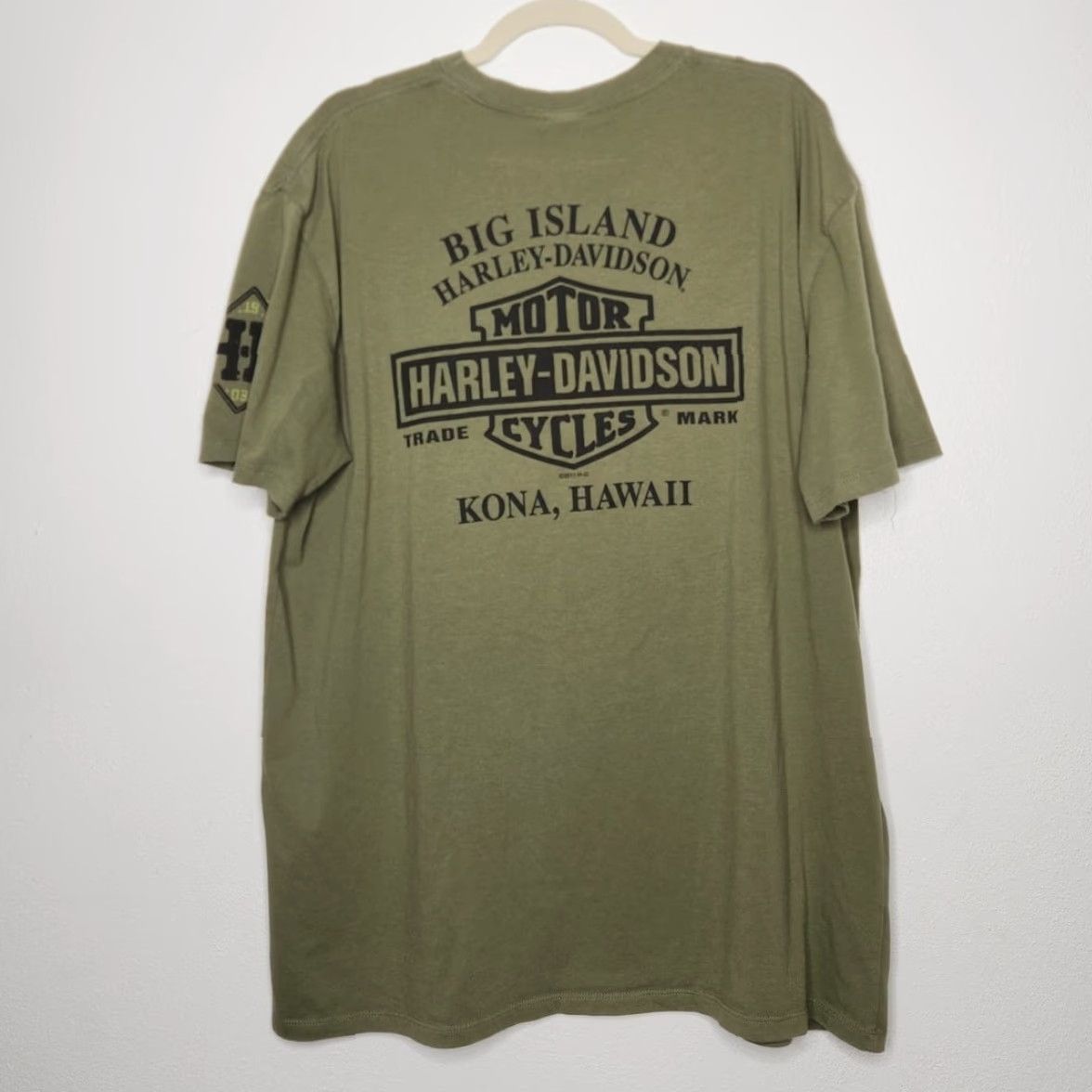 Harley Davidson VINTAGE Harley Davidson Shirt Unisex Adults XL Army Green Double Sided Biker Y2K Hawaii Size US XL / EU 56 / 4 - 5 Thumbnail