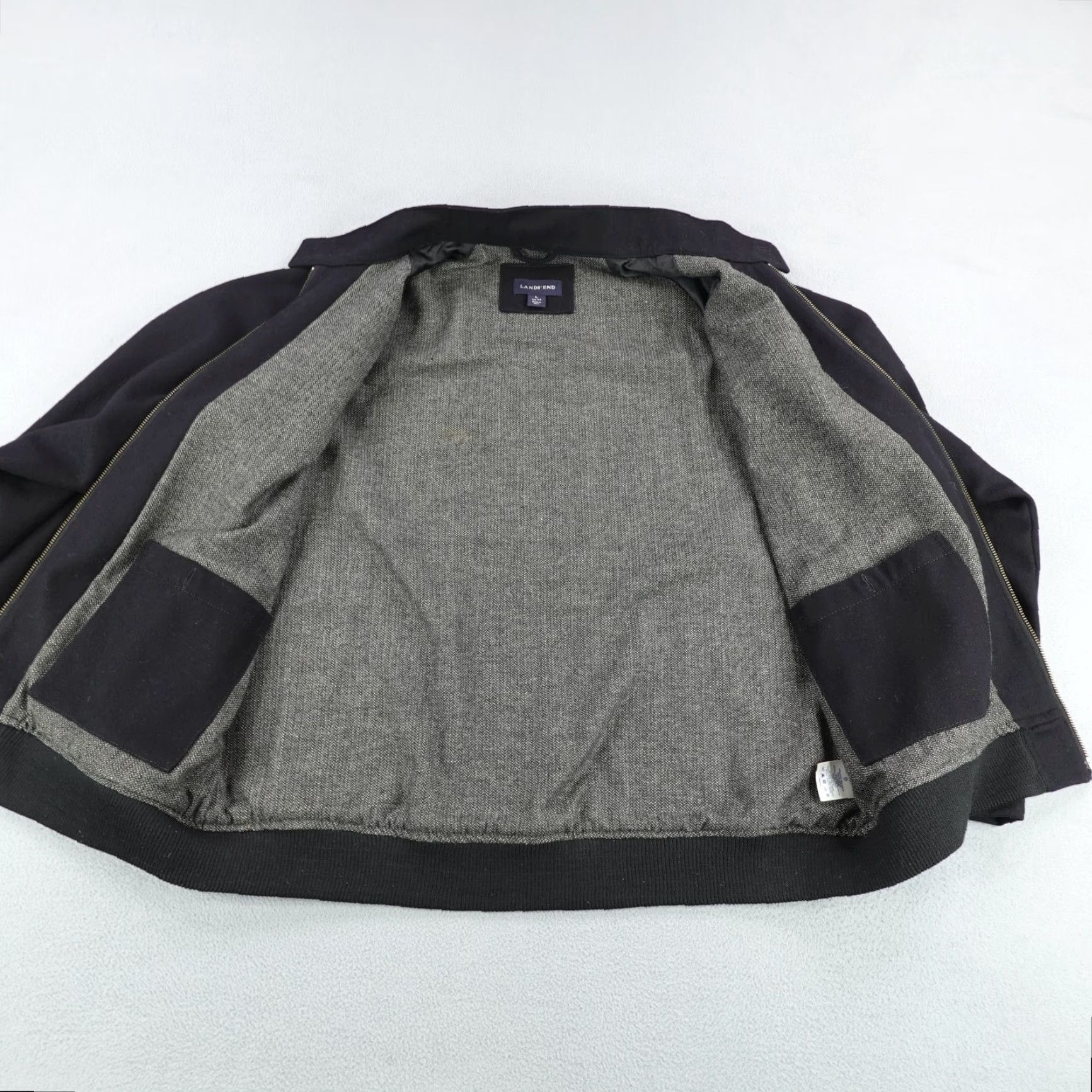 Lands' End Lands' End Lands' End Jacket Mens Large Black Wool Blend Full Zip Up Car Coat Coat Thick Jacket Size US L / EU 52-54 / 3 - 7 Thumbnail