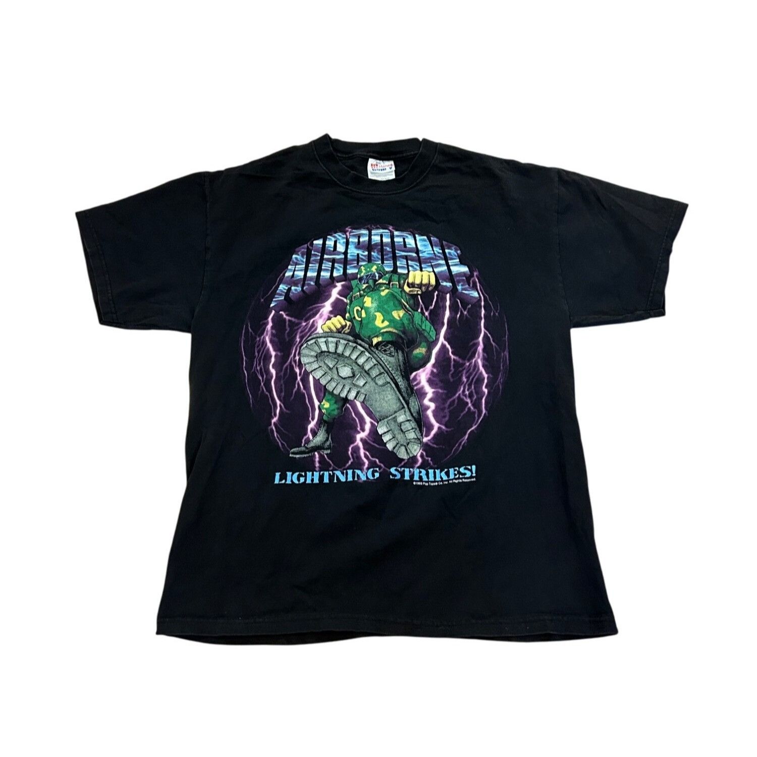 Hanes Vintage 1995 Pop Tops Airborne Lightning Strikes Military T- Size US L / EU 52-54 / 3 - 1 Thumbnail