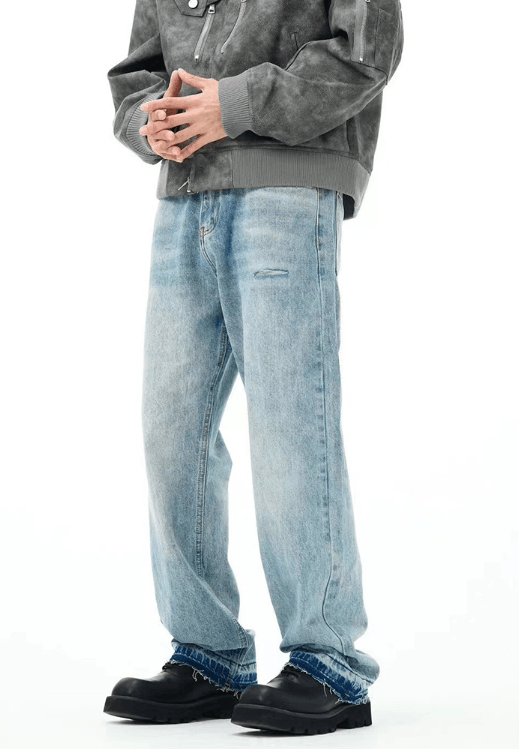 Japanese Brand × Jean American street washed loose versatile ripped straight jeans Size US 32 / EU 48 - 2 Thumbnail