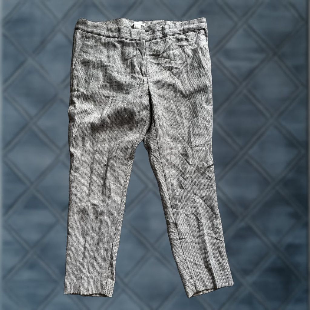H&M H&M Women's Dress Pants Gray Herringbone Size 12 Flat Front Tapered Polyester Blend Office Casual Womens Size 34" / US 12 / IT 48 - 1 Thumbnail