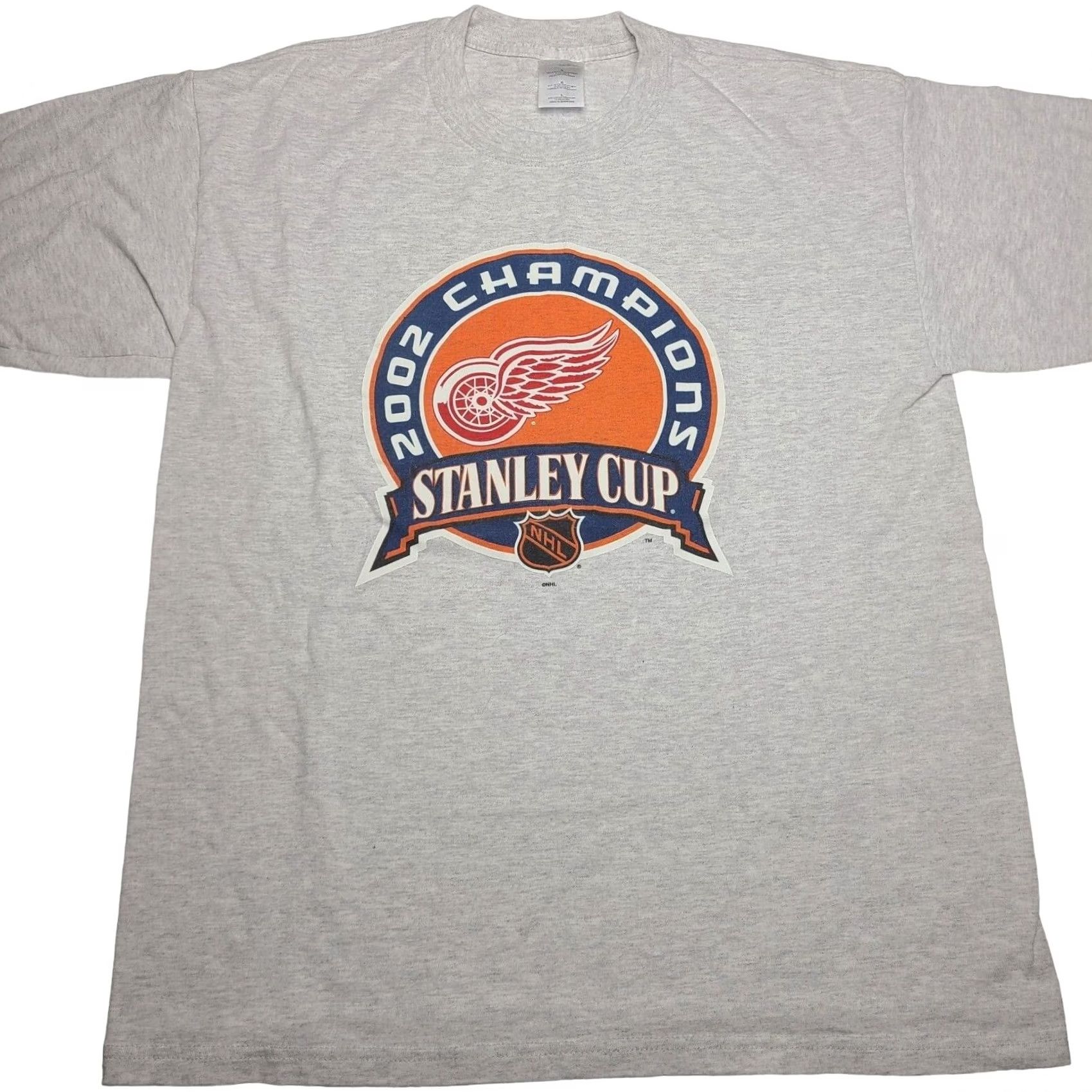 Gildan VINTAGE 2002 Stanley Cup Champions T Shirt Mens Large Gray Detroit Red Wings Hockey Shirt Mens L Gray NHL Size US L / EU 52-54 / 3 - 3 Thumbnail