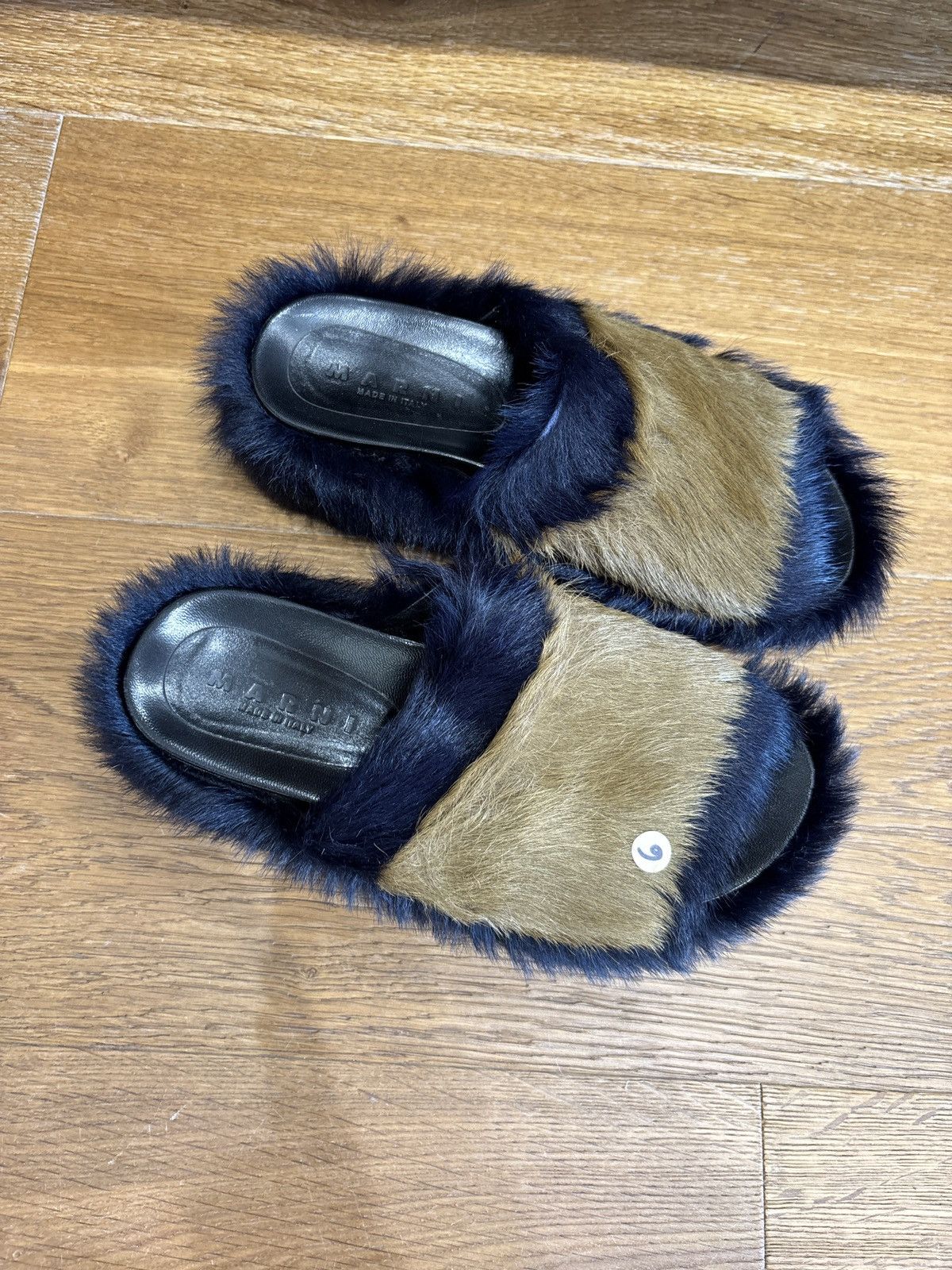 Marni These are Marni calf hair mules in a blue and brown colorway Size US 6 / IT 36 - 4 Thumbnail