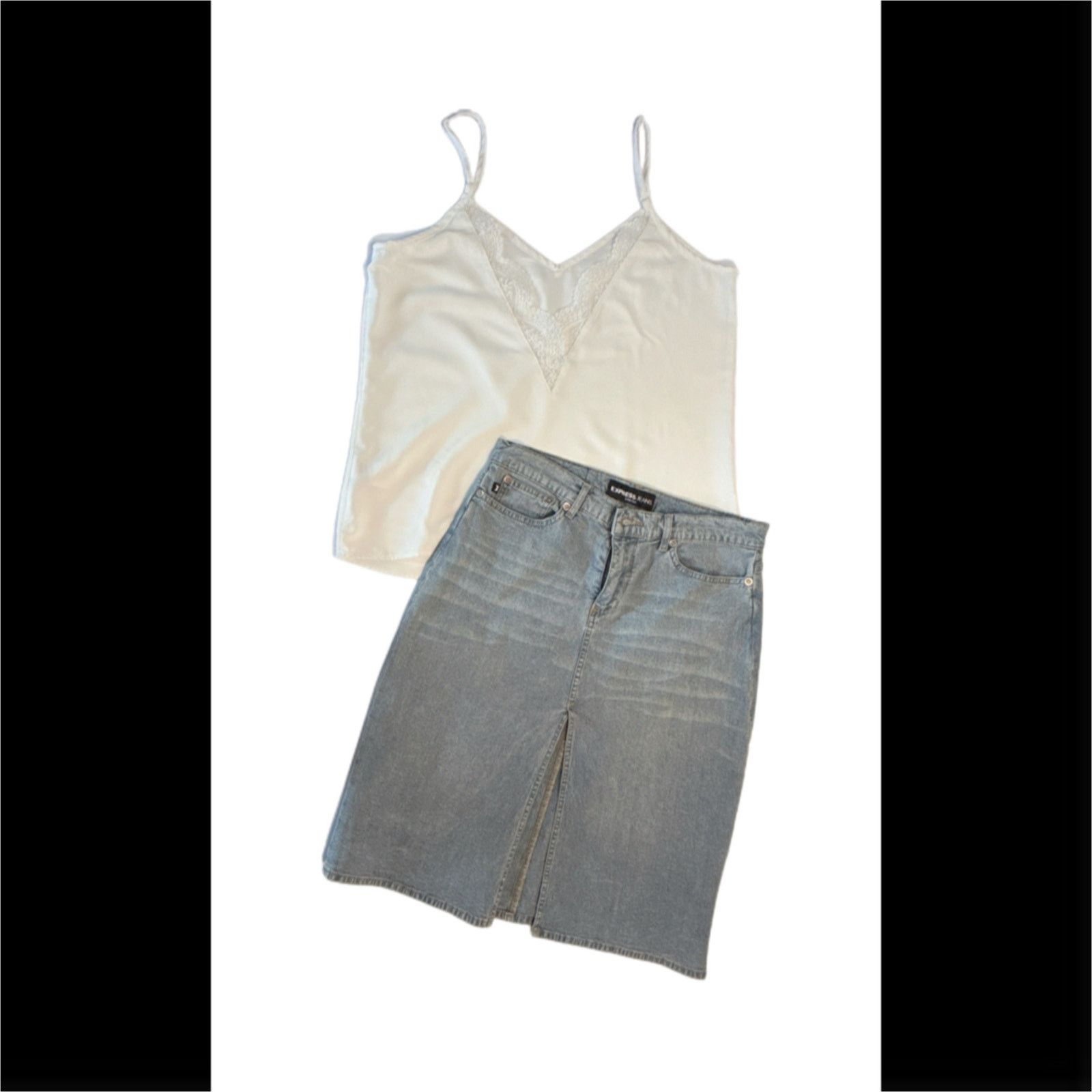 Express Express Y2K Denim Pencil Jean Skirt Front Slit | 4 Size 27" / US 4 / IT 40 - 1 Thumbnail