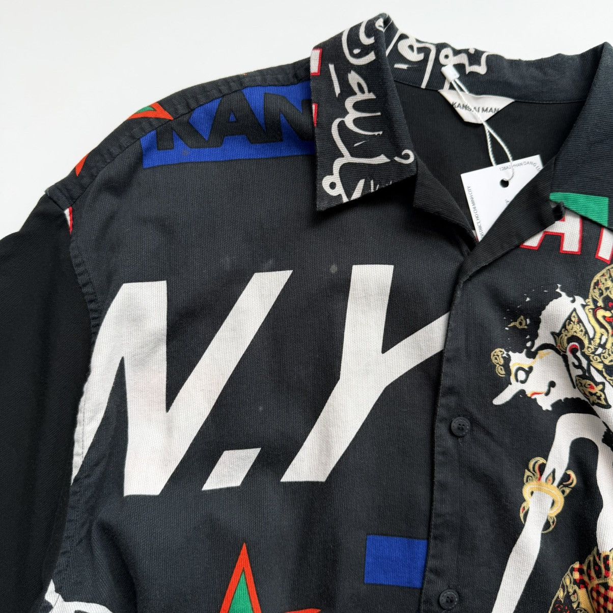 Kansai Yamamoto 1990s Kansai Man Urban Myth Graphic Open Collar Shirt Size US L / EU 52-54 / 3 - 5 Thumbnail