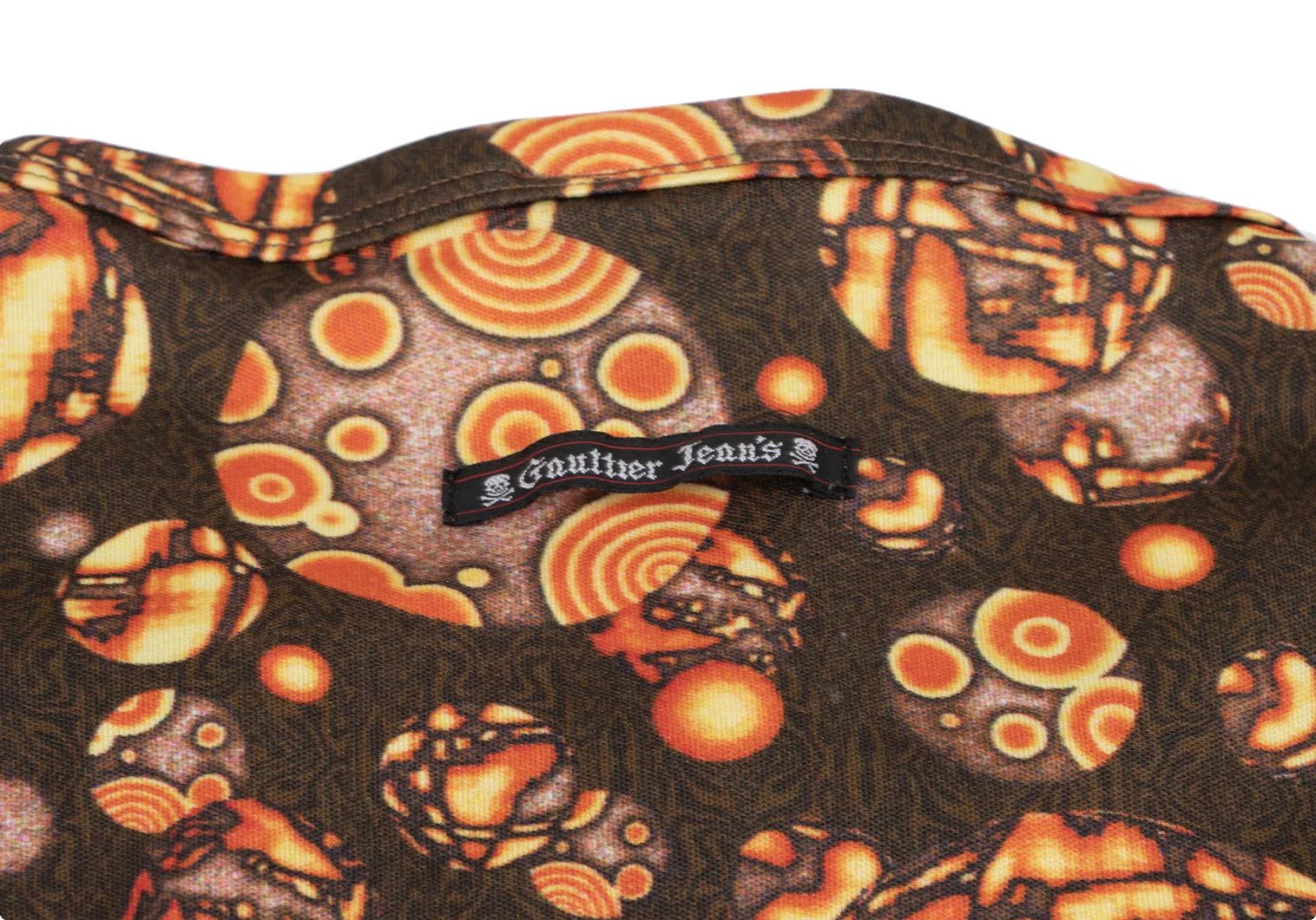 Jean Paul Gaultier Psychedelic Round Hem T-Shirt in Orange Brown Size US M / EU 48-50 / 2 - 9 Thumbnail