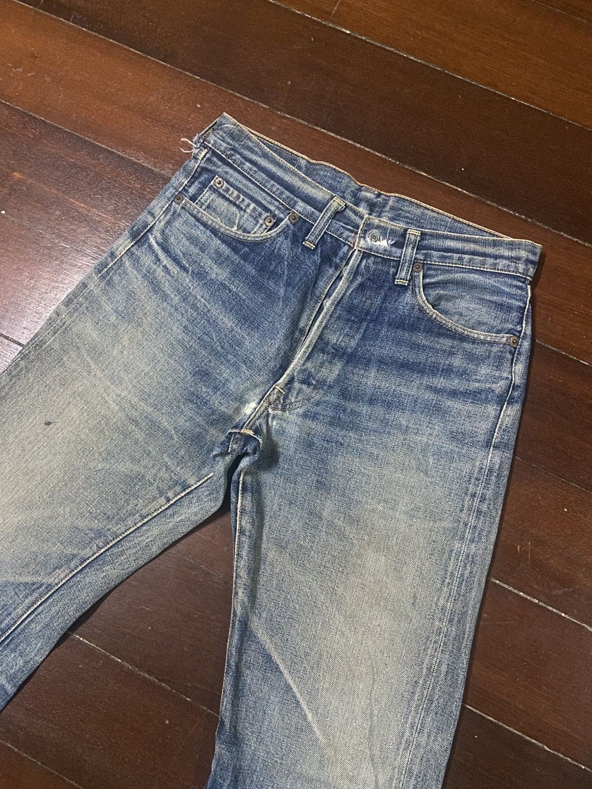 Denime Rare vintage 90s Denime Japan Distressed mud wash Selvedge Size US 30 / EU 46 - 6 Thumbnail