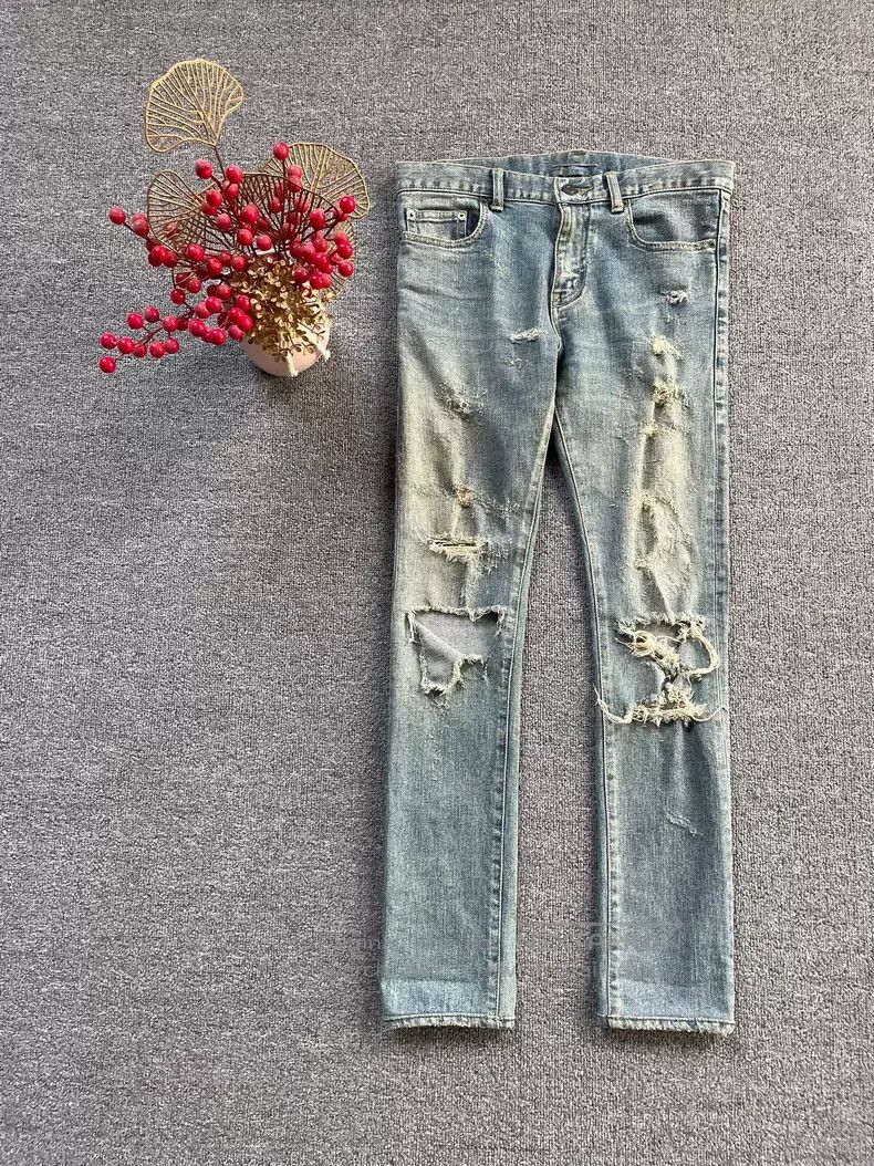 Saint Laurent Paris Saint Laurent Paris Knee Ripped Destroyed Denim Pants i Size US 29 - 1 Thumbnail