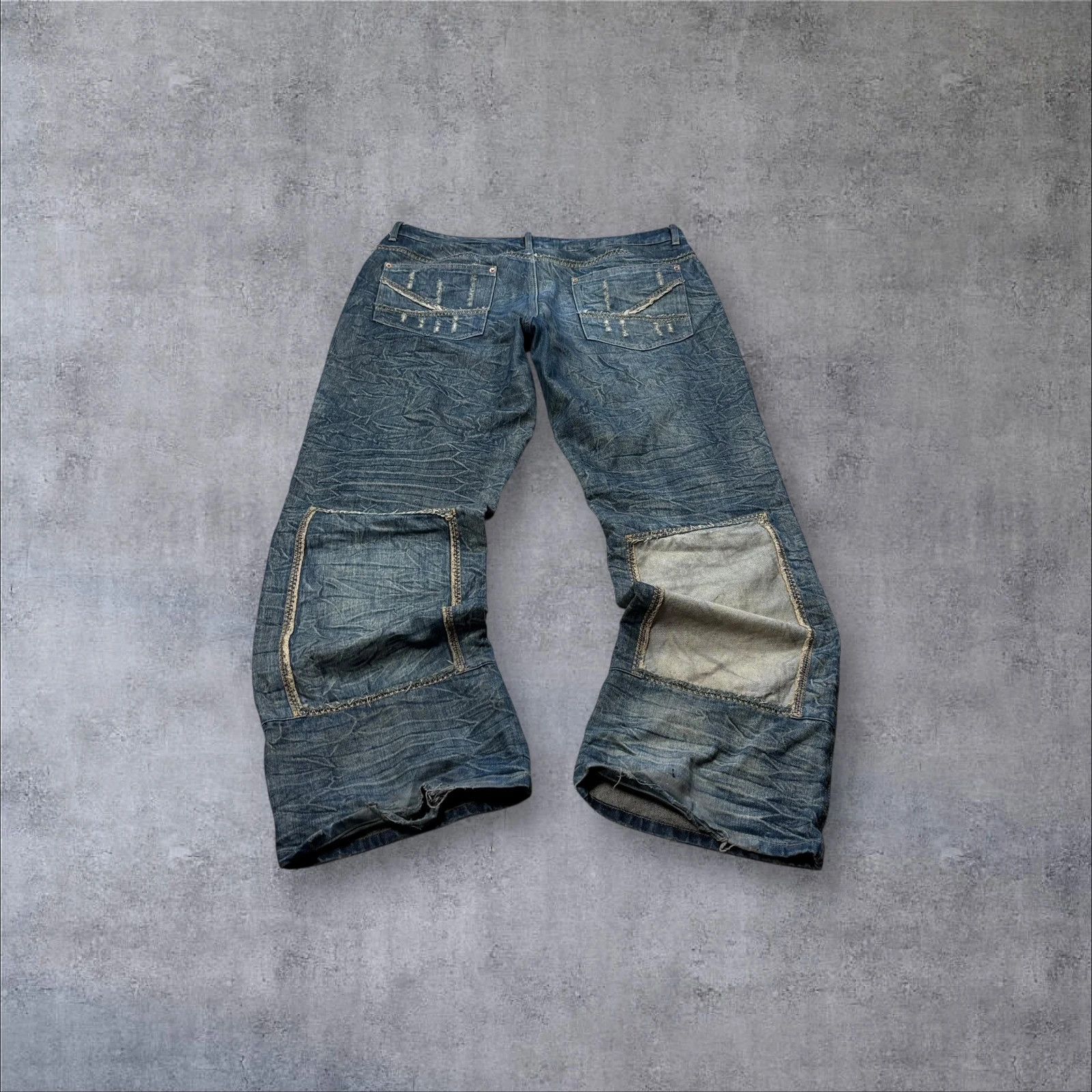 Japanese Brand Clockhouse Patchwork Distressed Jeans Size US 38 / EU 54 - 2 Thumbnail