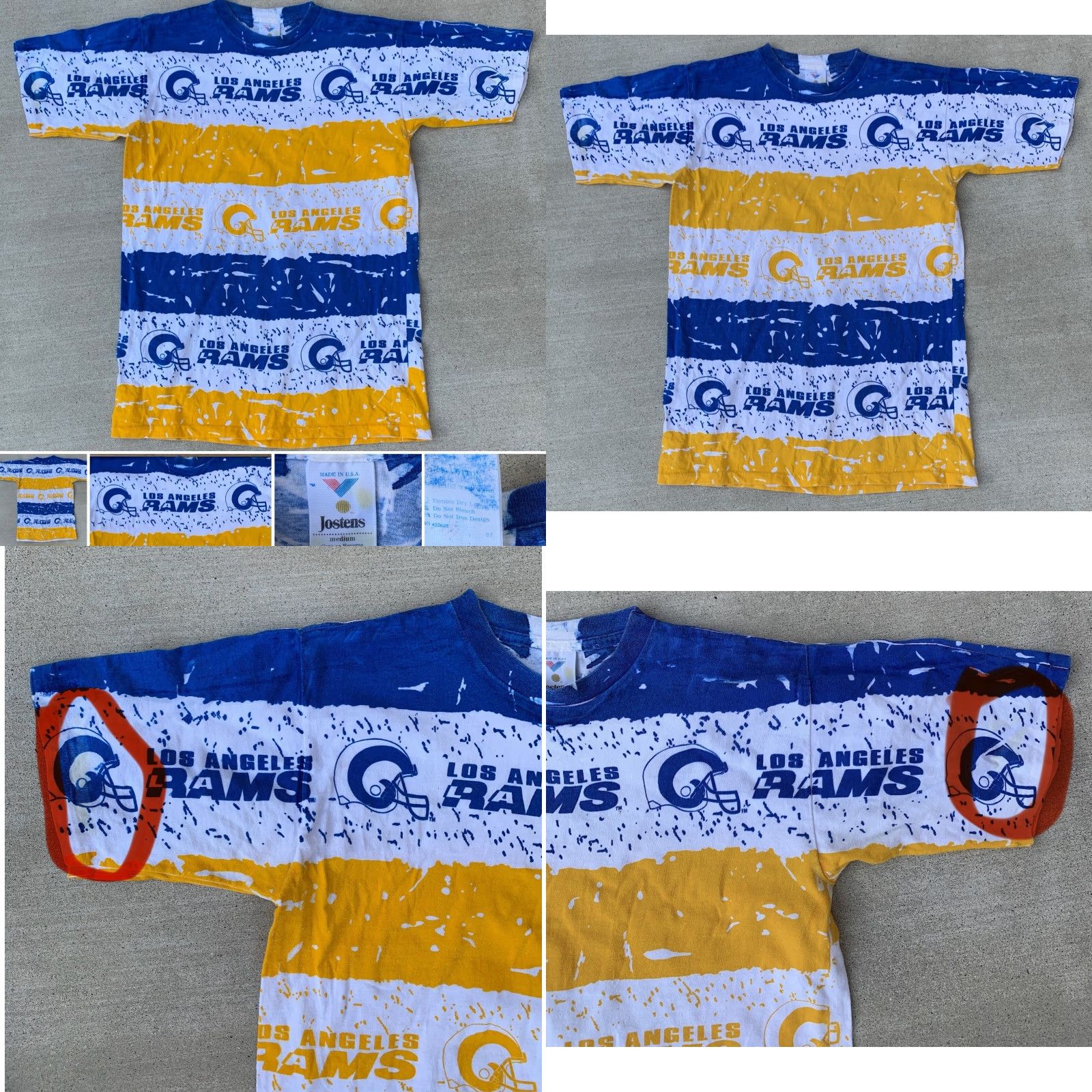 Vintage VINTAGE Los Angeles Rams T Shirt AOP All Over Print Single Stitch Size M Medium Shirt Mens White Graphic Print 90s Sports Rams Size US M / EU 48-50 / 2 - 8 Thumbnail
