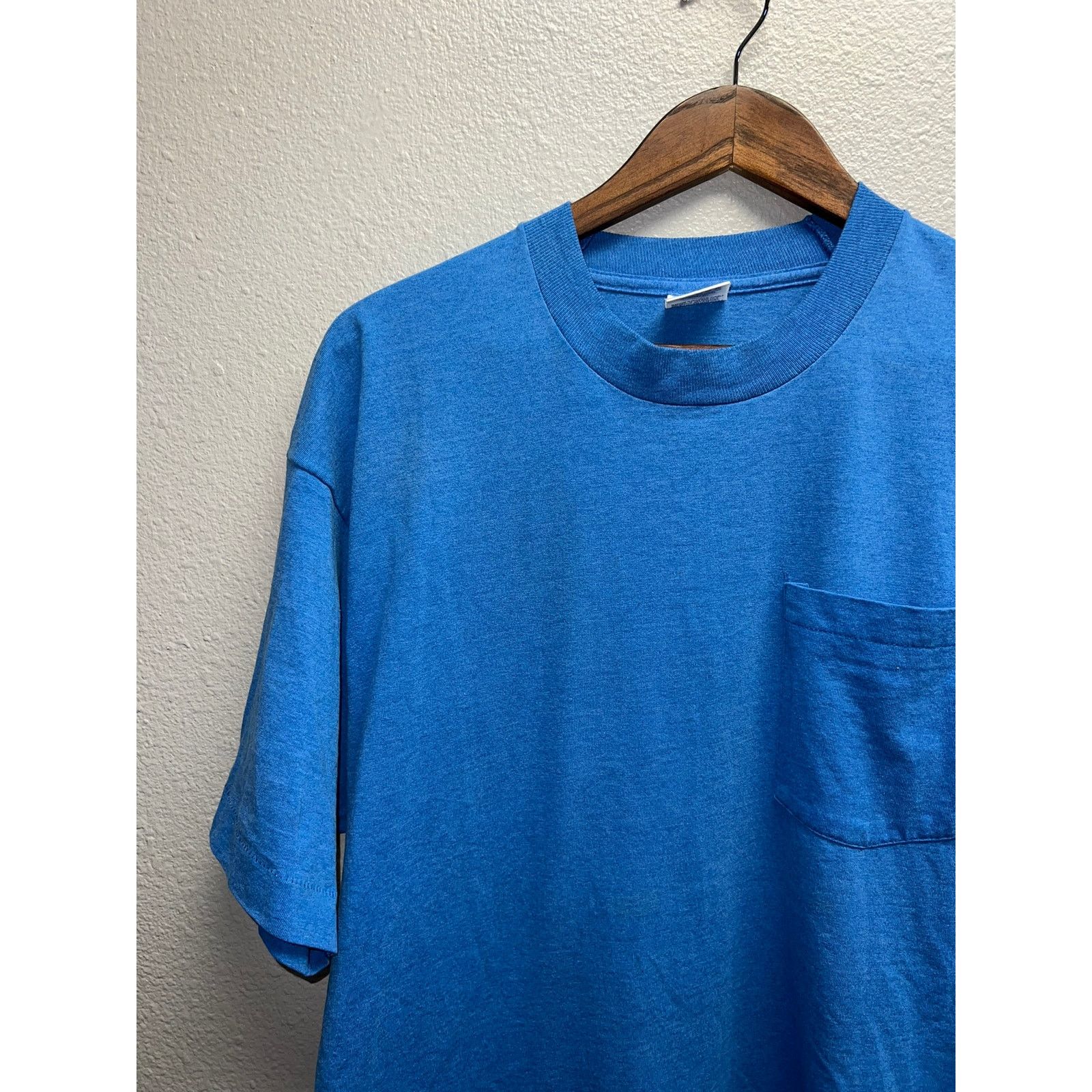 Vintage 90s Vintage BVD Premium Blue Blank Shirt Tee RIP Tear pit XL Size US XL / EU 56 / 4 - 3 Thumbnail