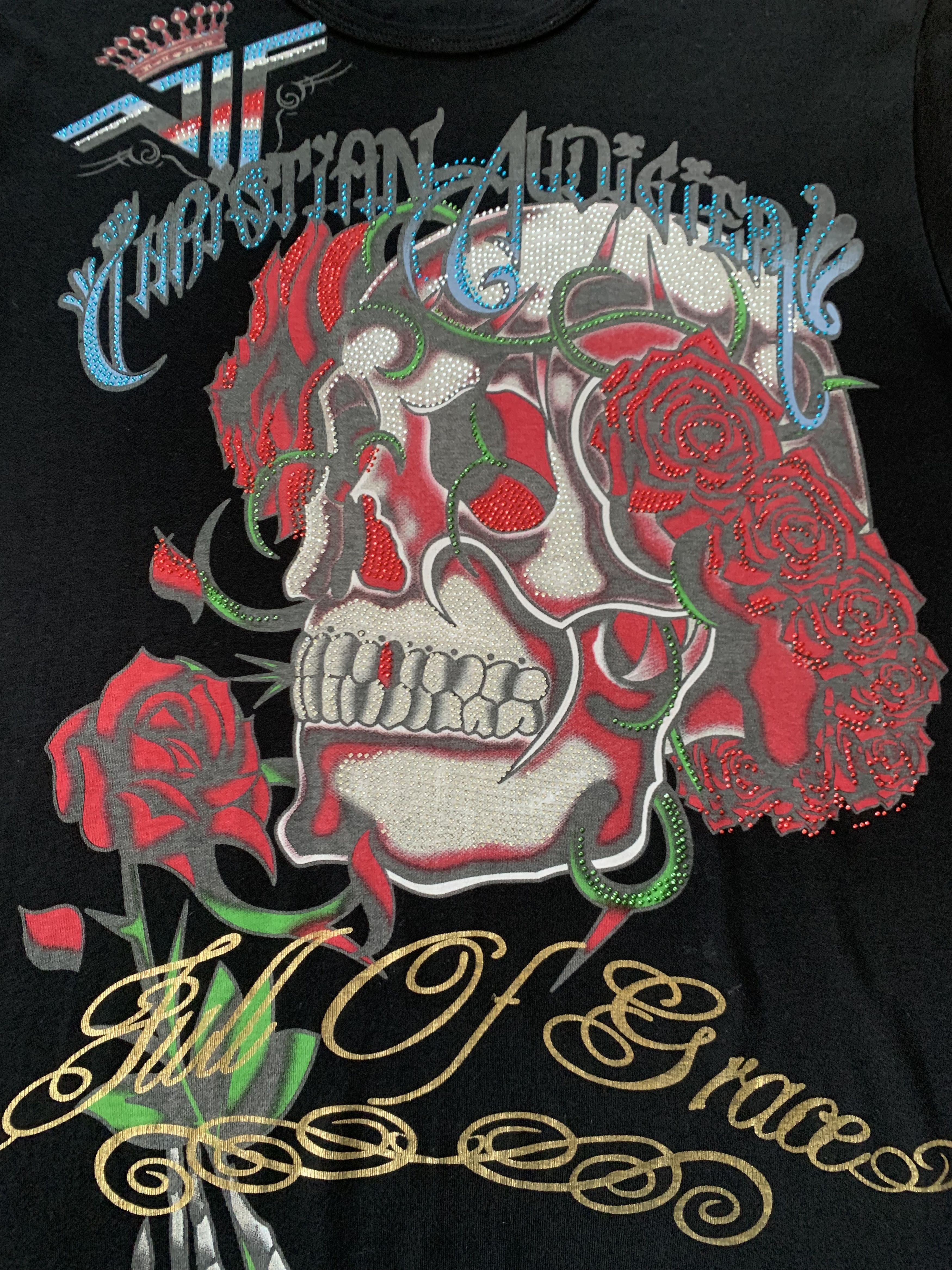 Christian Audigier × Ed Hardy × Vintage Ed Hardy Christian Audigier Black Printed T Shirt Size US XL / EU 56 / 4 - 7 Thumbnail