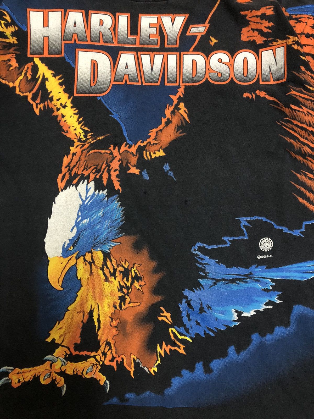 Harley Davidson × Vintage Vintage 90s HARLEY DAVIDSON 1995 AOP Big Eagle Size US XXL / EU 58 / 5 - 5 Thumbnail