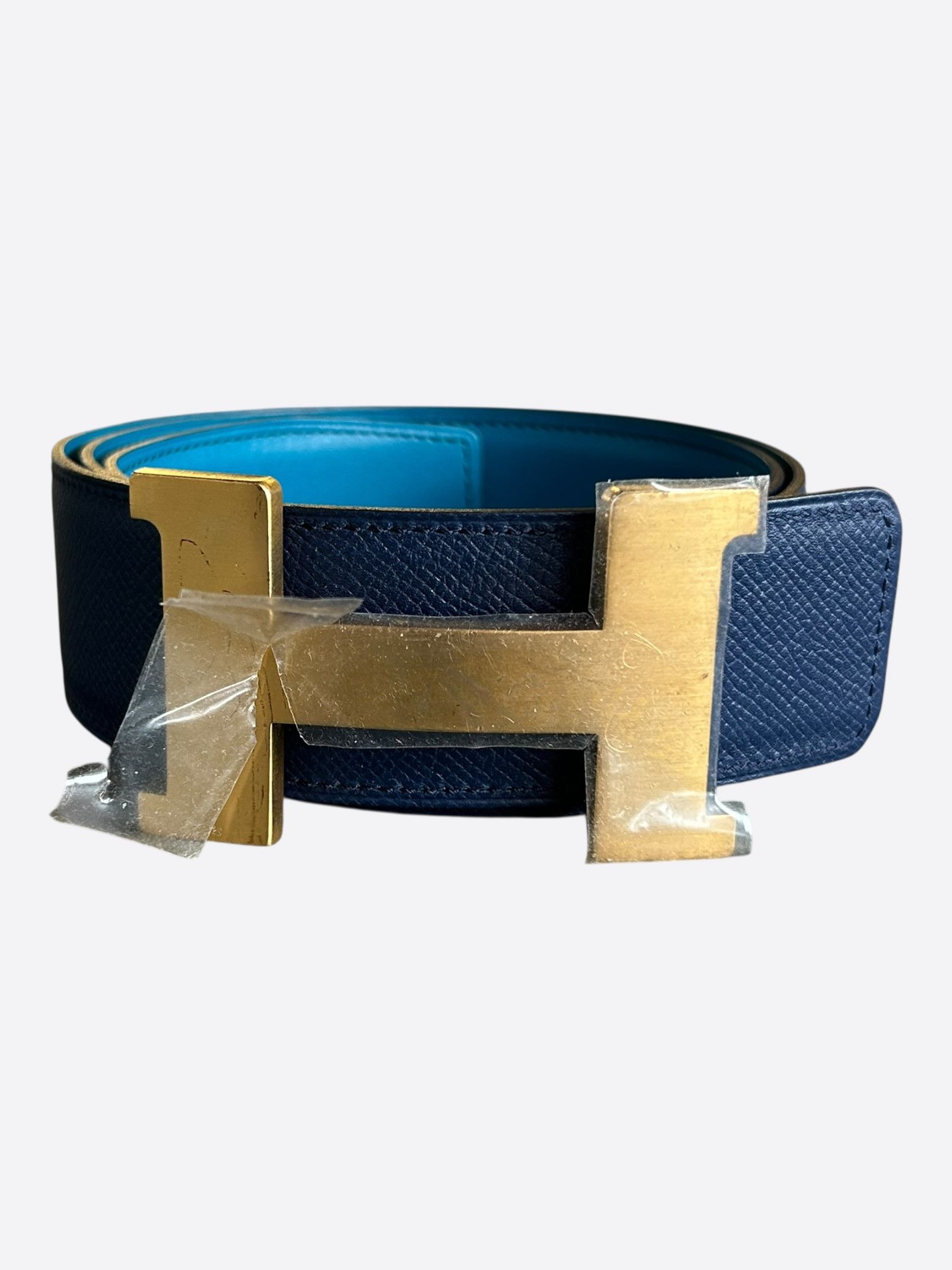 Hermes Hermes Navy & Blue Gold Constance Reversible Belt Size 30 - 1 Thumbnail