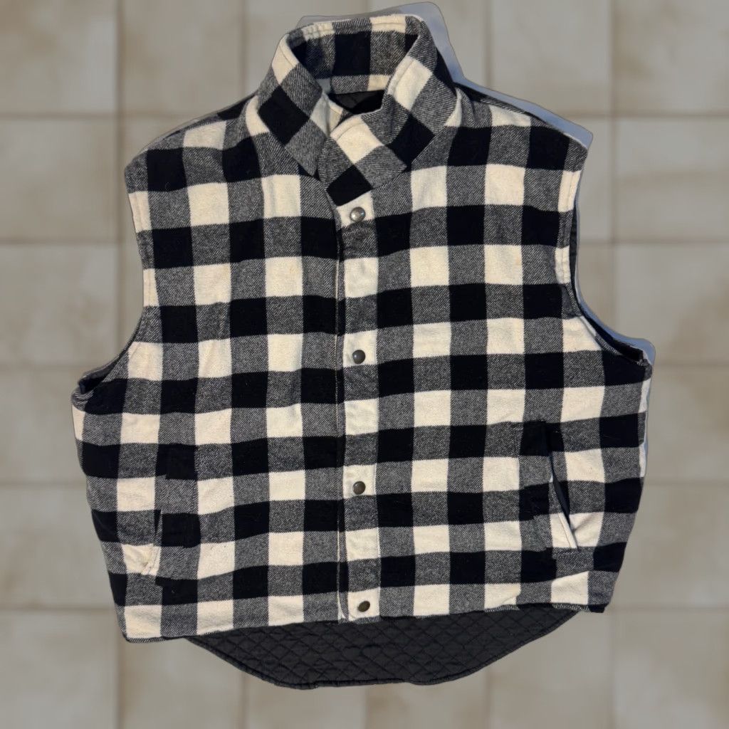 Vintage Claybrooke Outdoors Vest Medium Black Buffalo Plaid Quilted Wool Blend Mens M Winter Hiking Casual Size US M / EU 48-50 / 2 - 1 Thumbnail