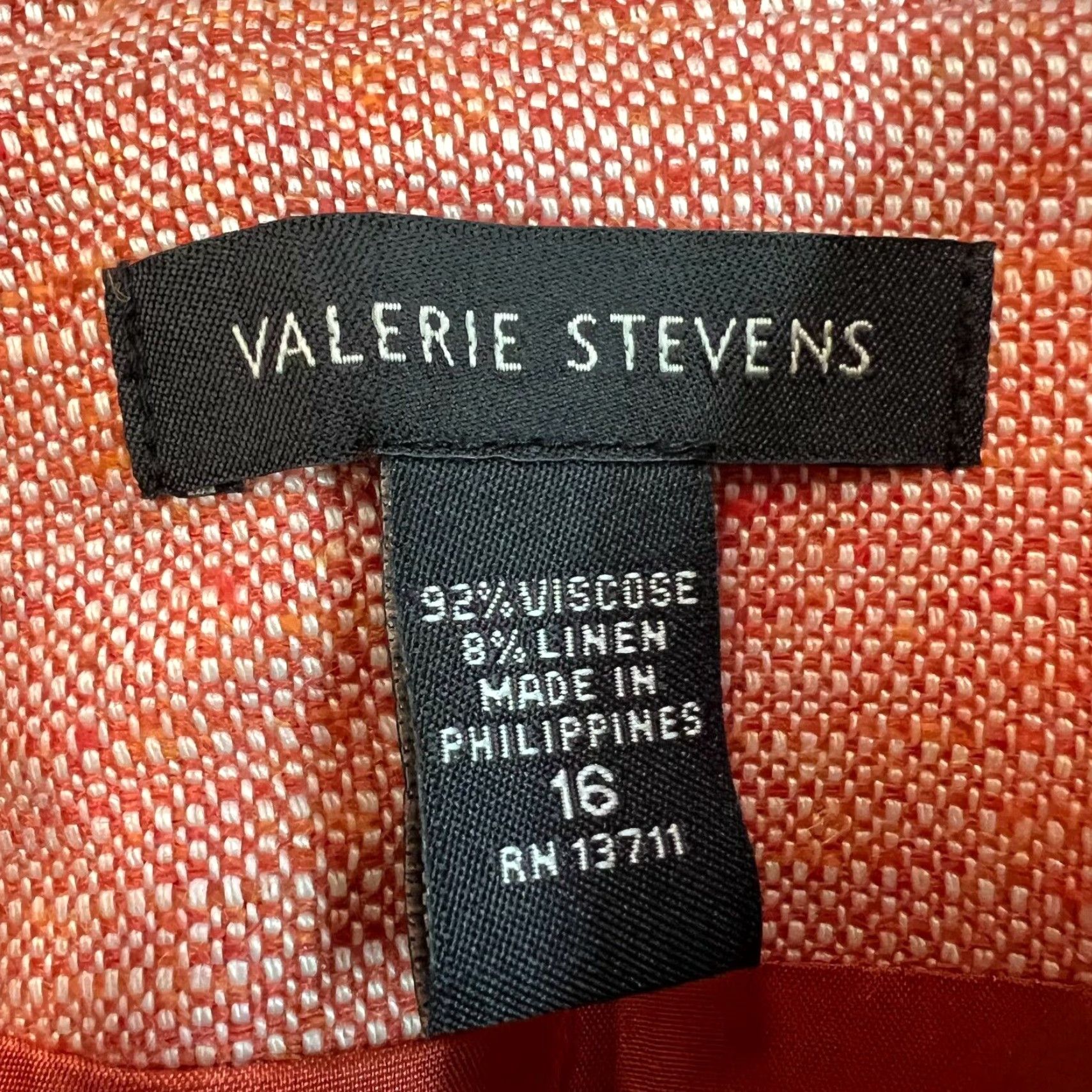 Vintage Vintage Valerie Stevens Women's Blazer Jacket Size 16 Orange Woven Lined Pockets Casual Spring Fall Summer Size XXL / US 16-18 / IT 52-54 - 7 Thumbnail
