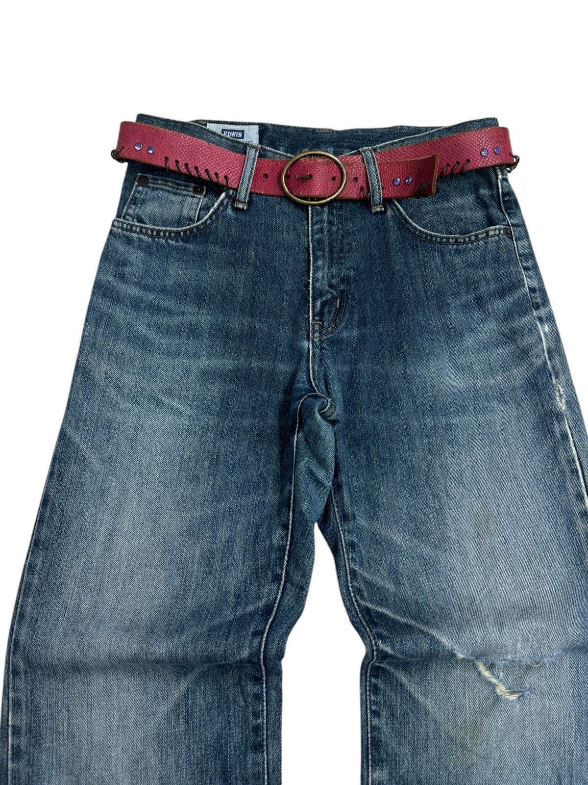 Edwin × Vintage EDWIN 403 DISTRESSED DESIGN DENIM JEANS Size US 28 / EU 44 - 4 Thumbnail