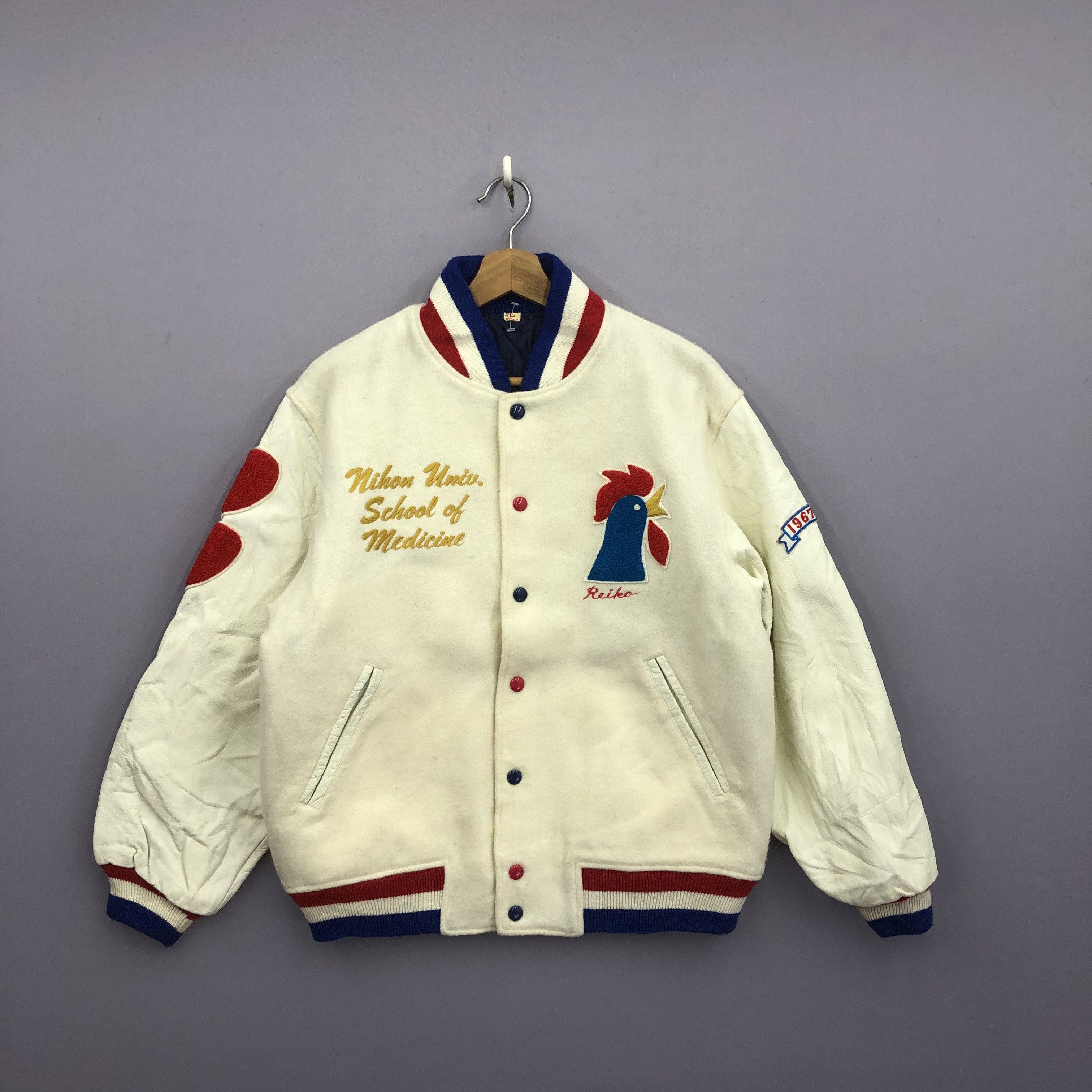 Vintage 80s Japanese Nihon University Medicine Varsity Wool Jacket Size US M / EU 48-50 / 2 - 2 Thumbnail