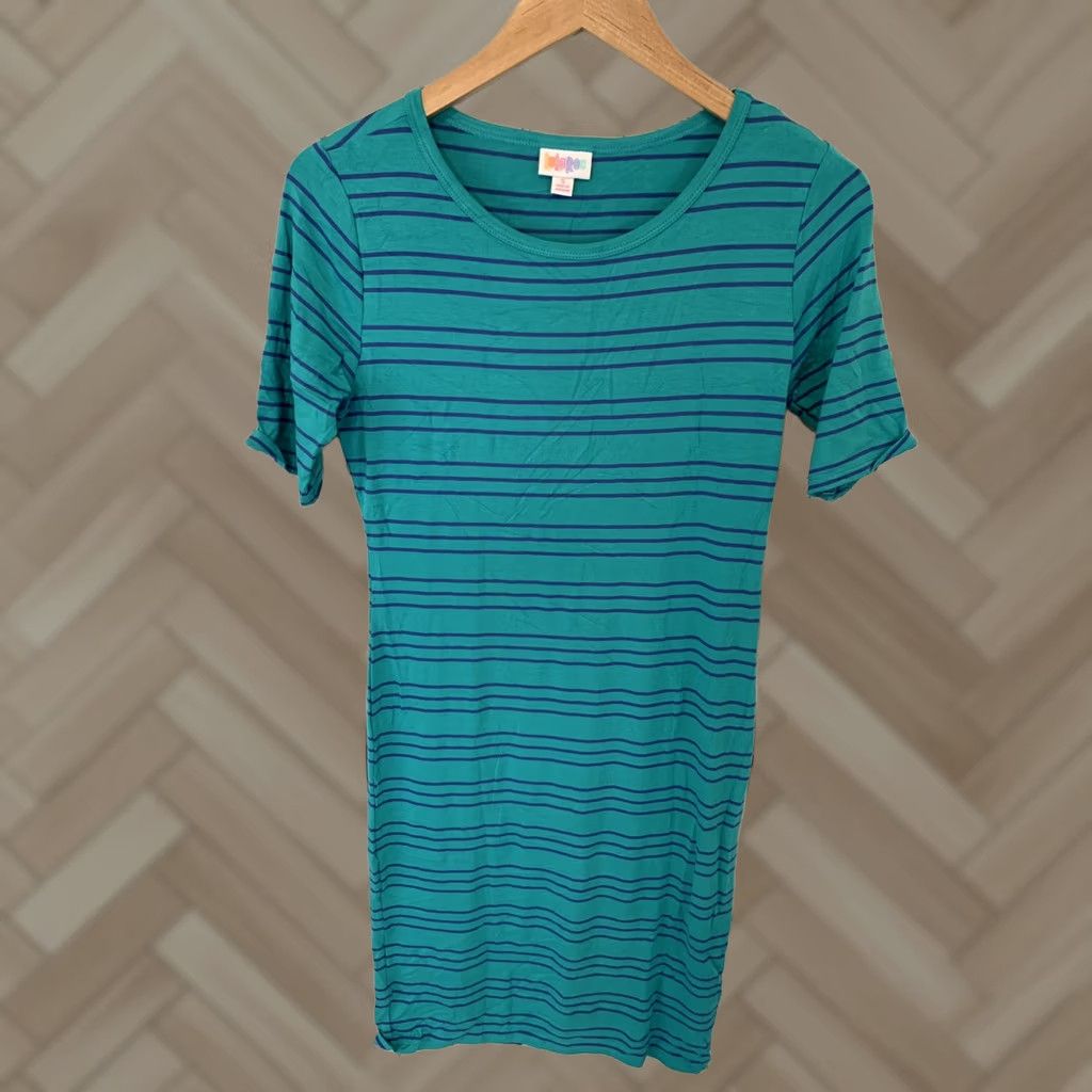Vintage Lularoe Julia T Shirt Dress Teal Purple Stripes Women's Small Midi  Crew Neck Dress Somethin? | Grailed