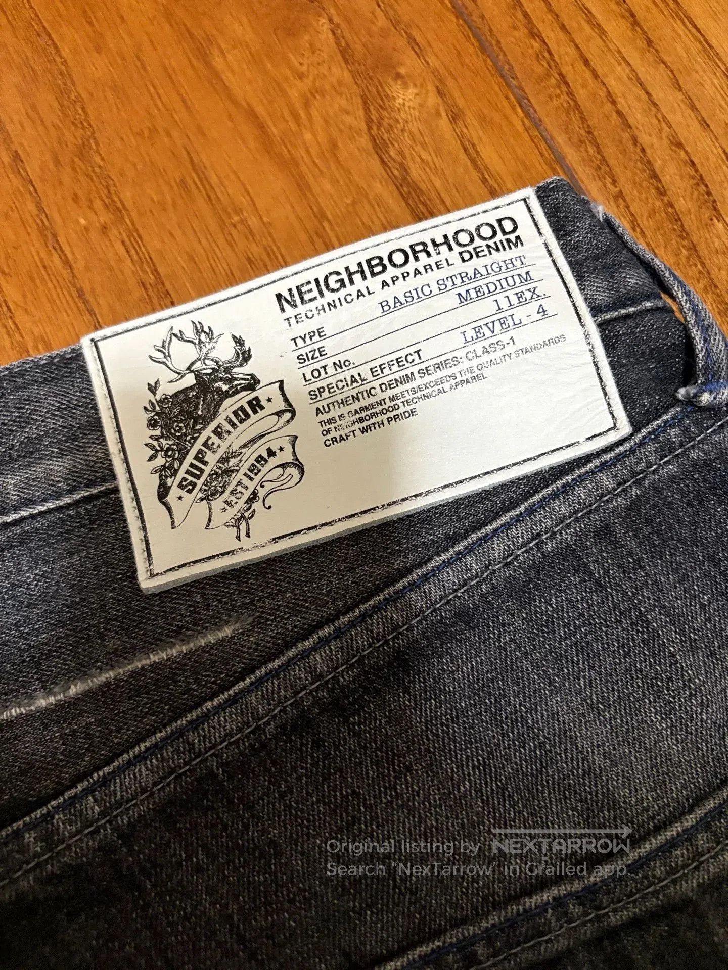Neighborhood vintage black denim jeans with embellishments. Size US 43 - 7 Thumbnail