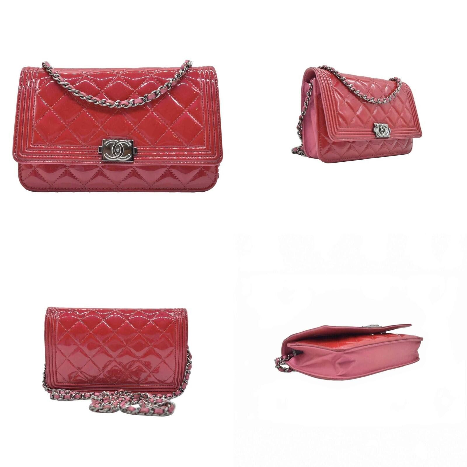 Chanel $3350 Chanel Patent Calfskin Quilted Boy Wallet On Chain WOC Size ONE SIZE - 7 Thumbnail