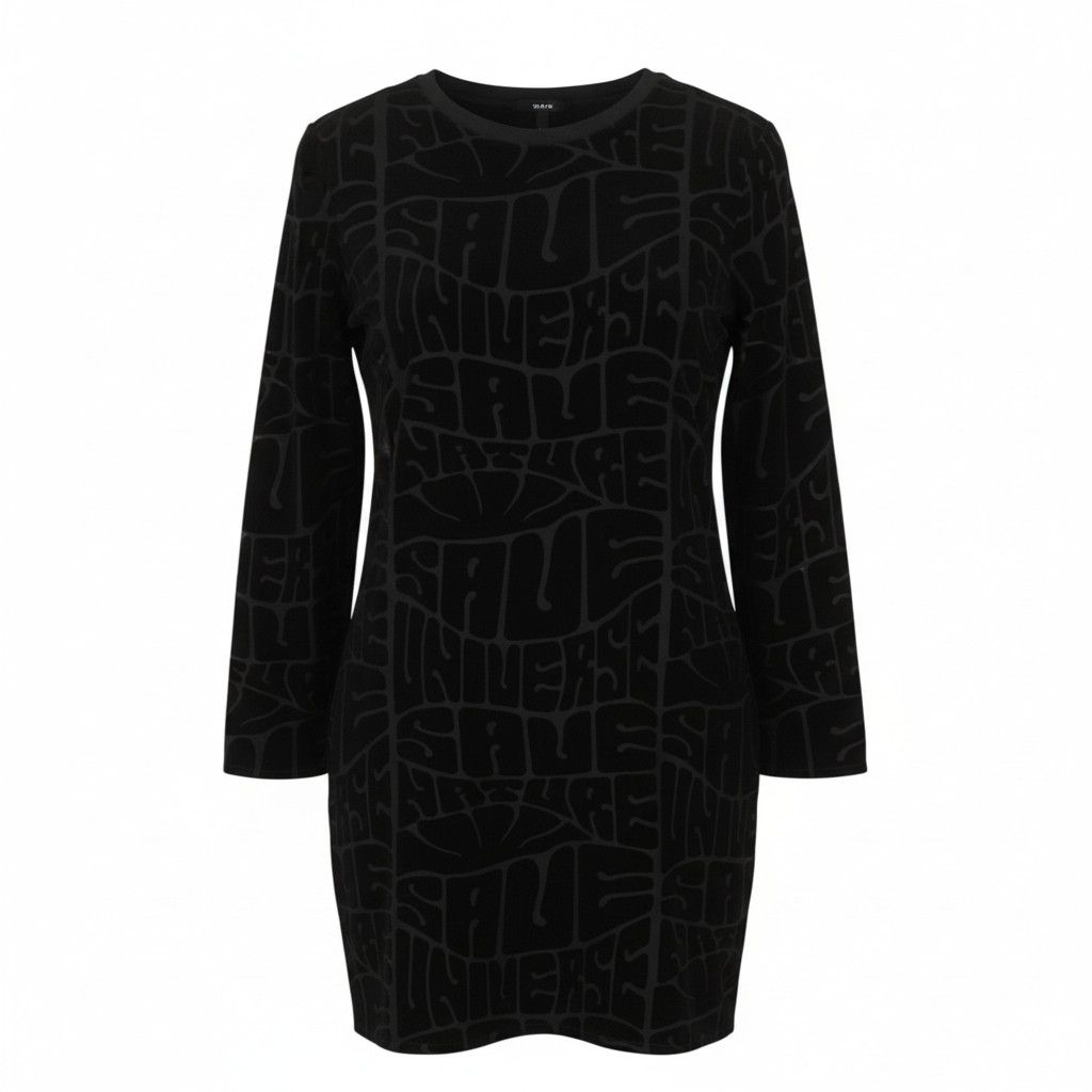 Desigual HELLEN XL Black Textured Long Sleeve Dress 89023 Size XL / US 12-14 / IT 48-50 - 1 Thumbnail