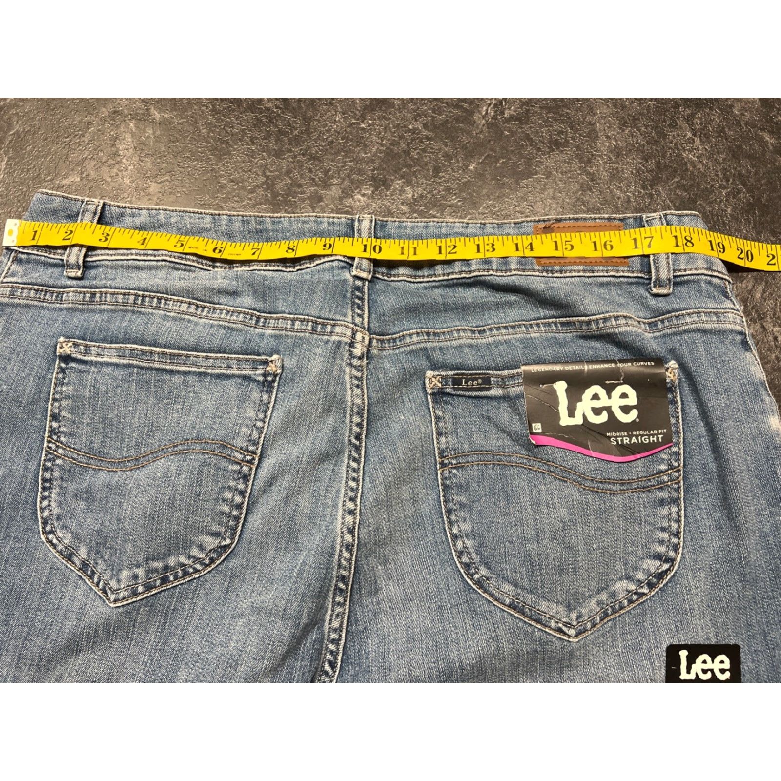 Lee Lee Women's 20W Blue Straight Denim Jeans Regular Fit Mid Rise Size 42" / US 20 - 4 Thumbnail