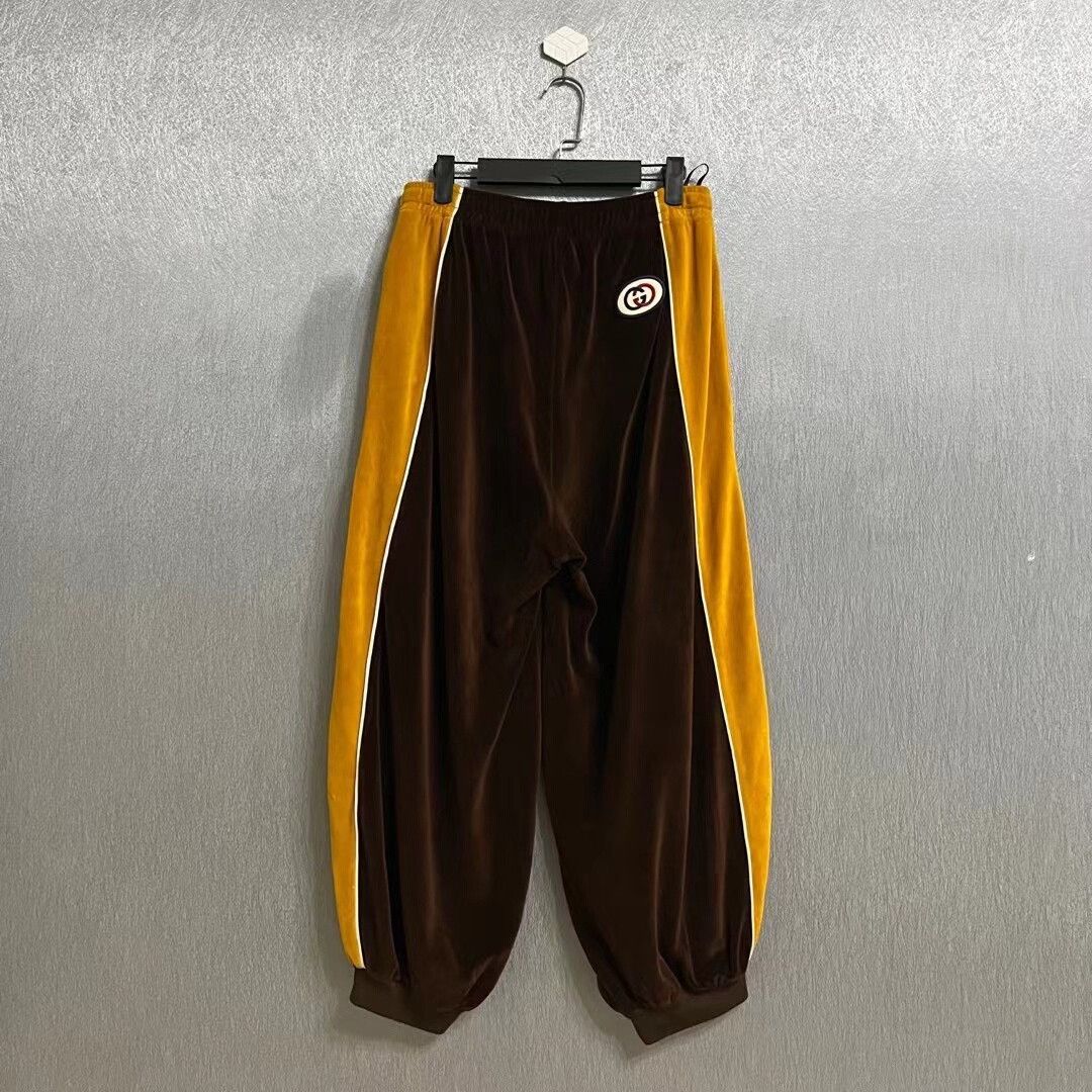 Gucci gucci velvet trackpants in brown and yellow Size 22" - 1 Thumbnail