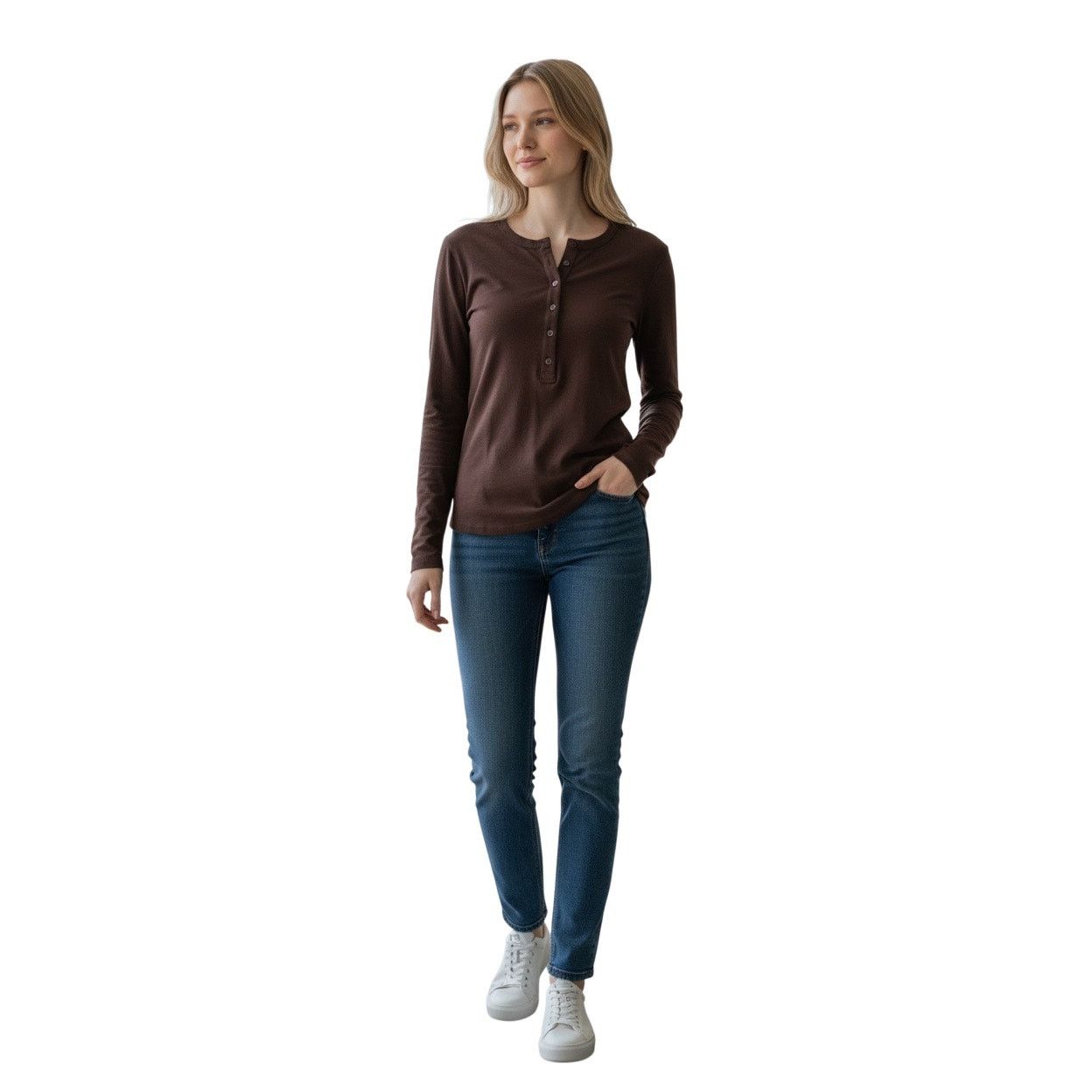 The Unbranded Brand Long Sleeve Top With 6 Buttons On it Size X-Large Brown Size XL / US 12-14 / IT 48-50 - 2 Thumbnail