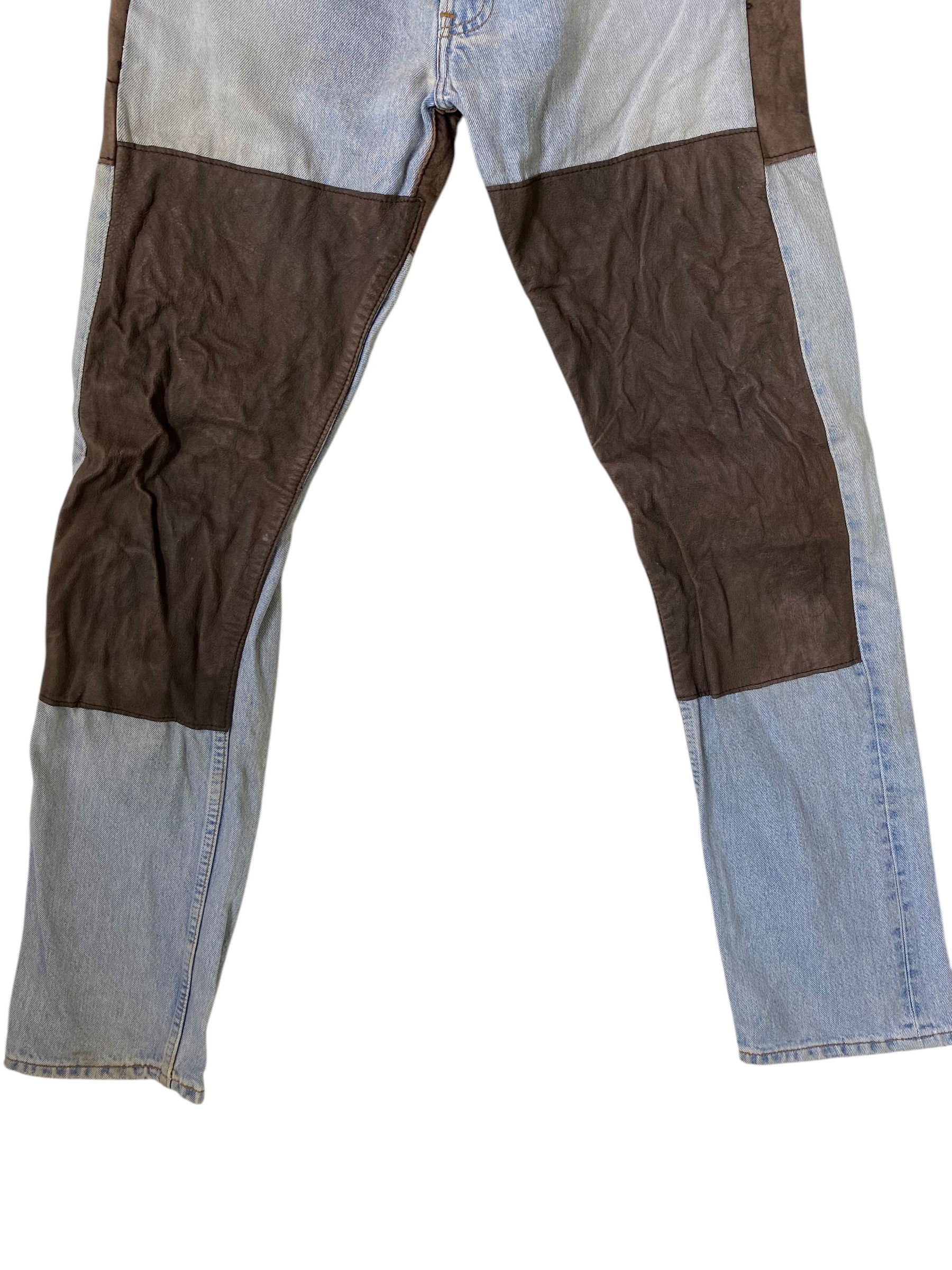 Levi's × Vintage 90s Levis 501 custom leather jeans Size US 30 / EU 46 - 4 Thumbnail