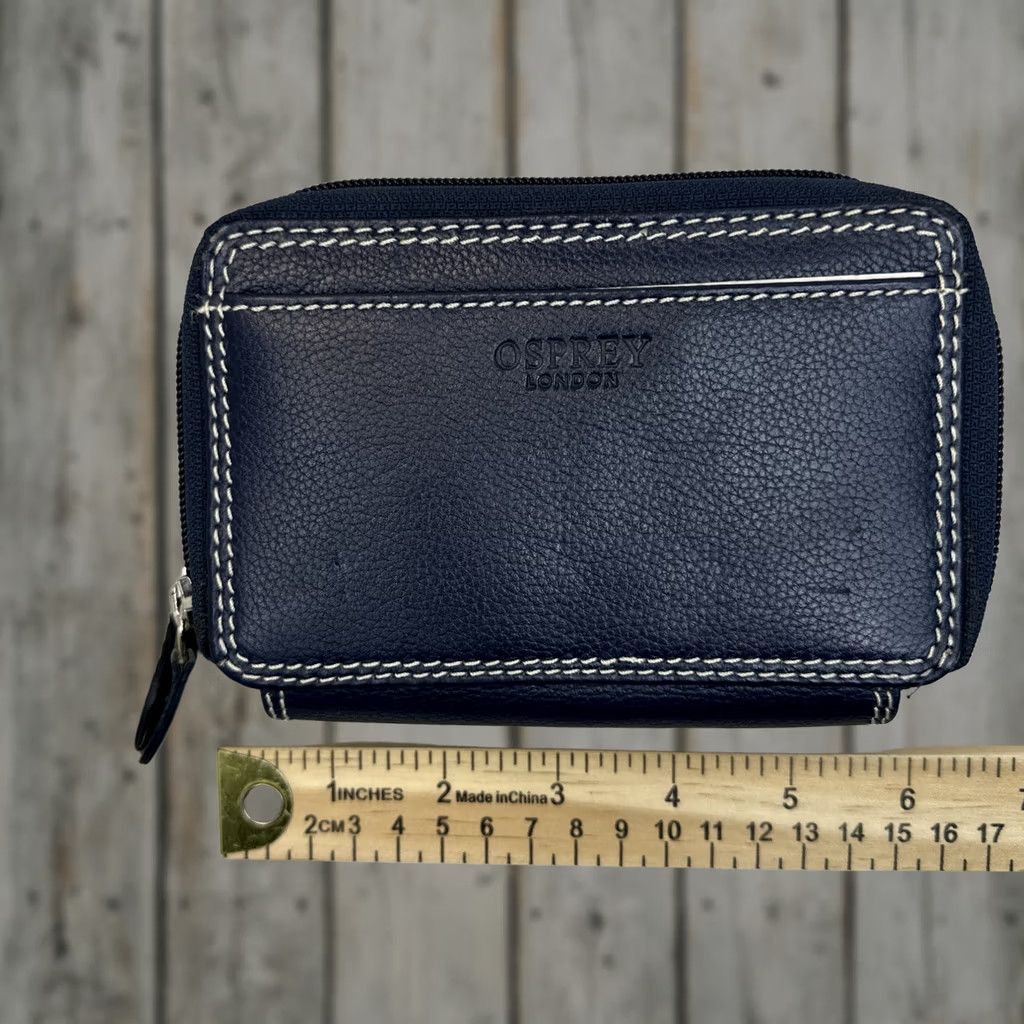 Osprey VINTAGE Osprey London Navy Blue Zip Wallet Graeme Ellisdon Leather Size ONE SIZE - 1 Thumbnail