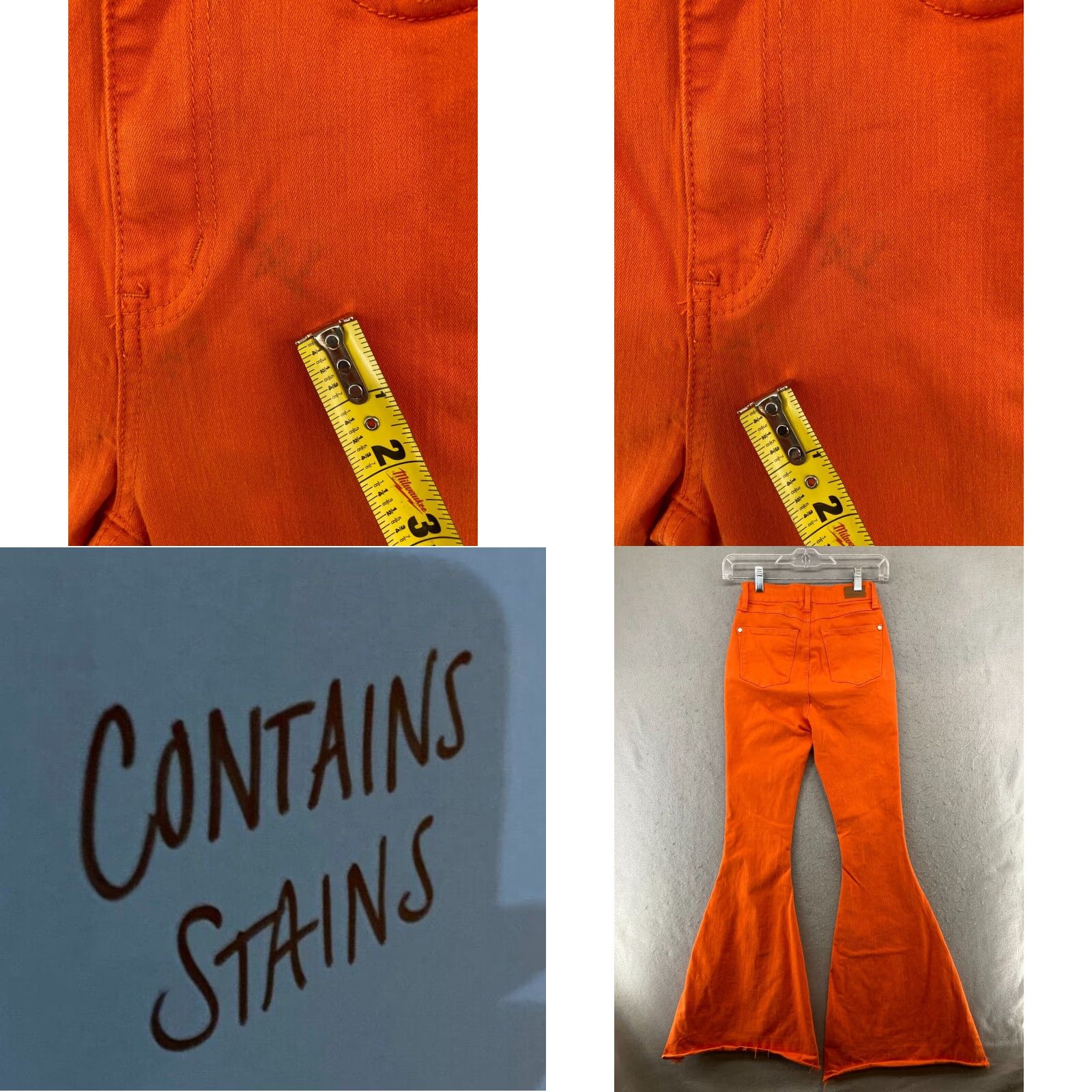 Vintage Judy Blue Women's High Rise Orange Stretch Super Flare Bellbottom Jeans 25 Regular Fit Bohemian Retro Size 42" / US 20 - 8 Thumbnail