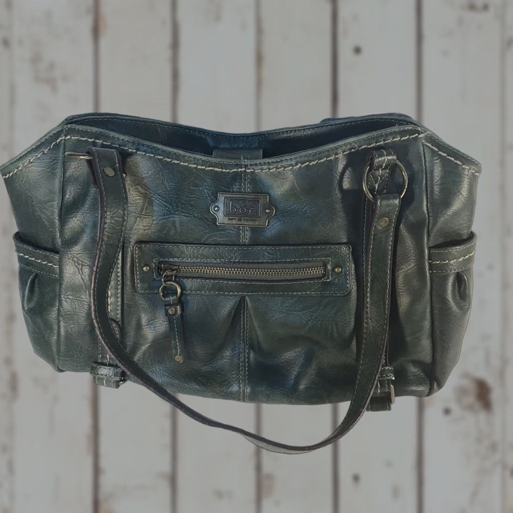 Born Born Concepts Green Leather Shoulder Bag Women Large Multi-Pockets Travel Casual Workwear Size ONE SIZE - 1 Thumbnail