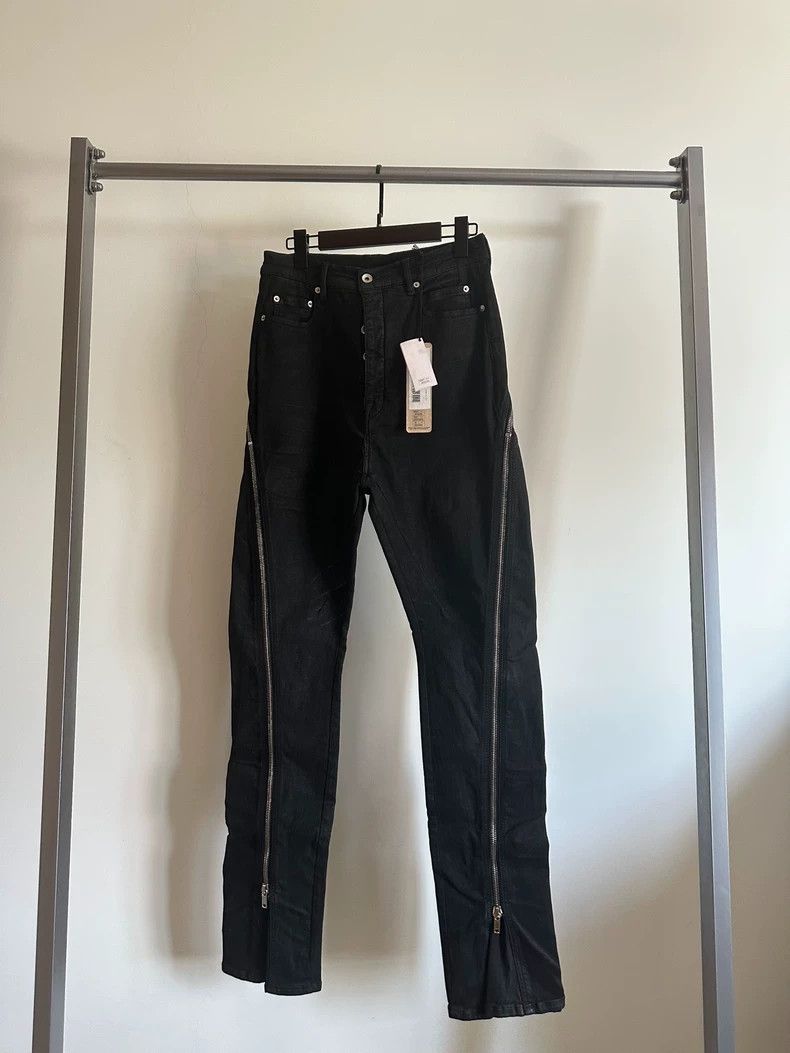 Rick Owens Rick Owens Denim Washed Black Grey Brushed Wax Ribbon Flar Size US 31 - 1 Thumbnail