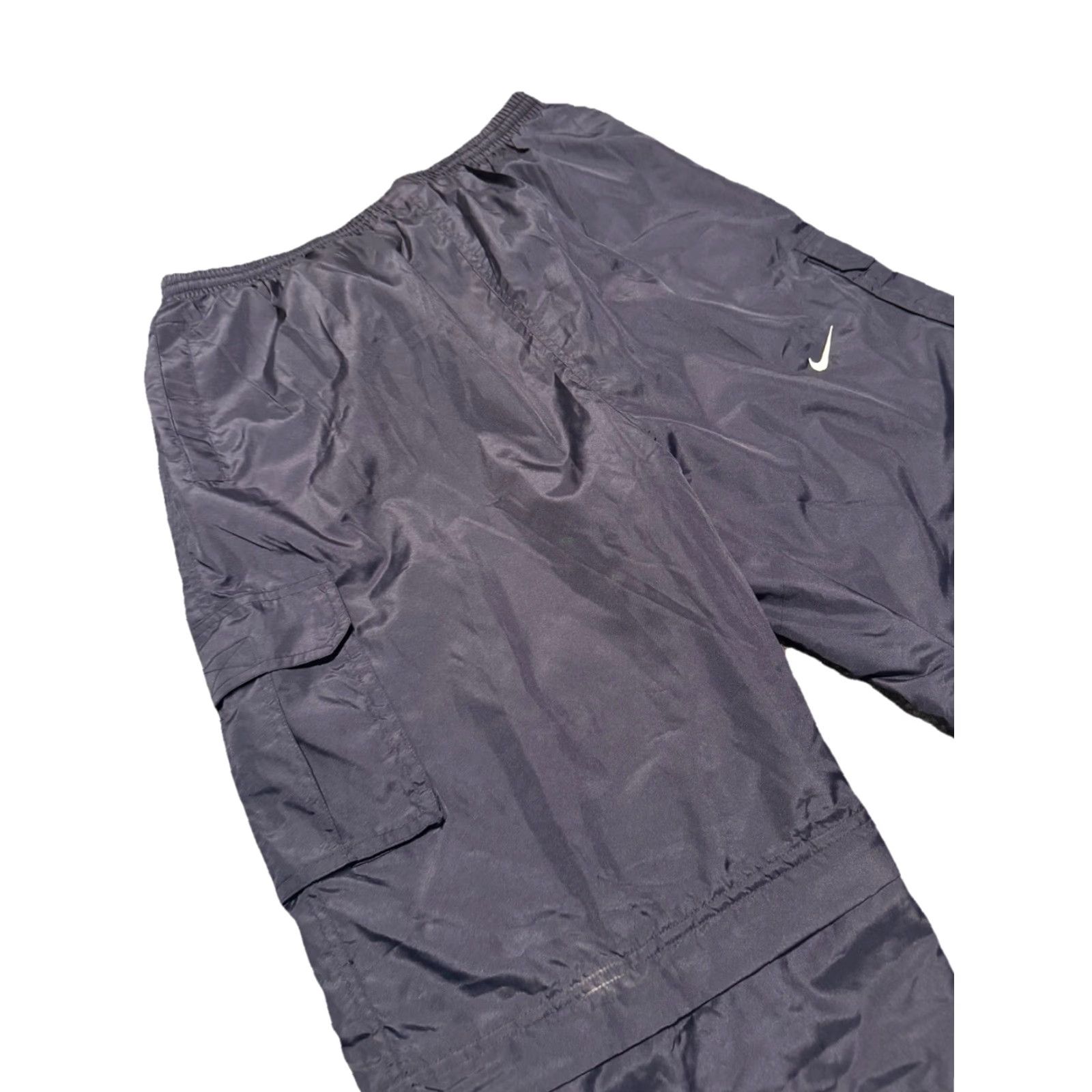 Nike VINTAGE Nike Mens Black Cargo Pants/Shorts Windbreaker 90s Baggy L/XL Wind Pants Size US 33 - 3 Thumbnail
